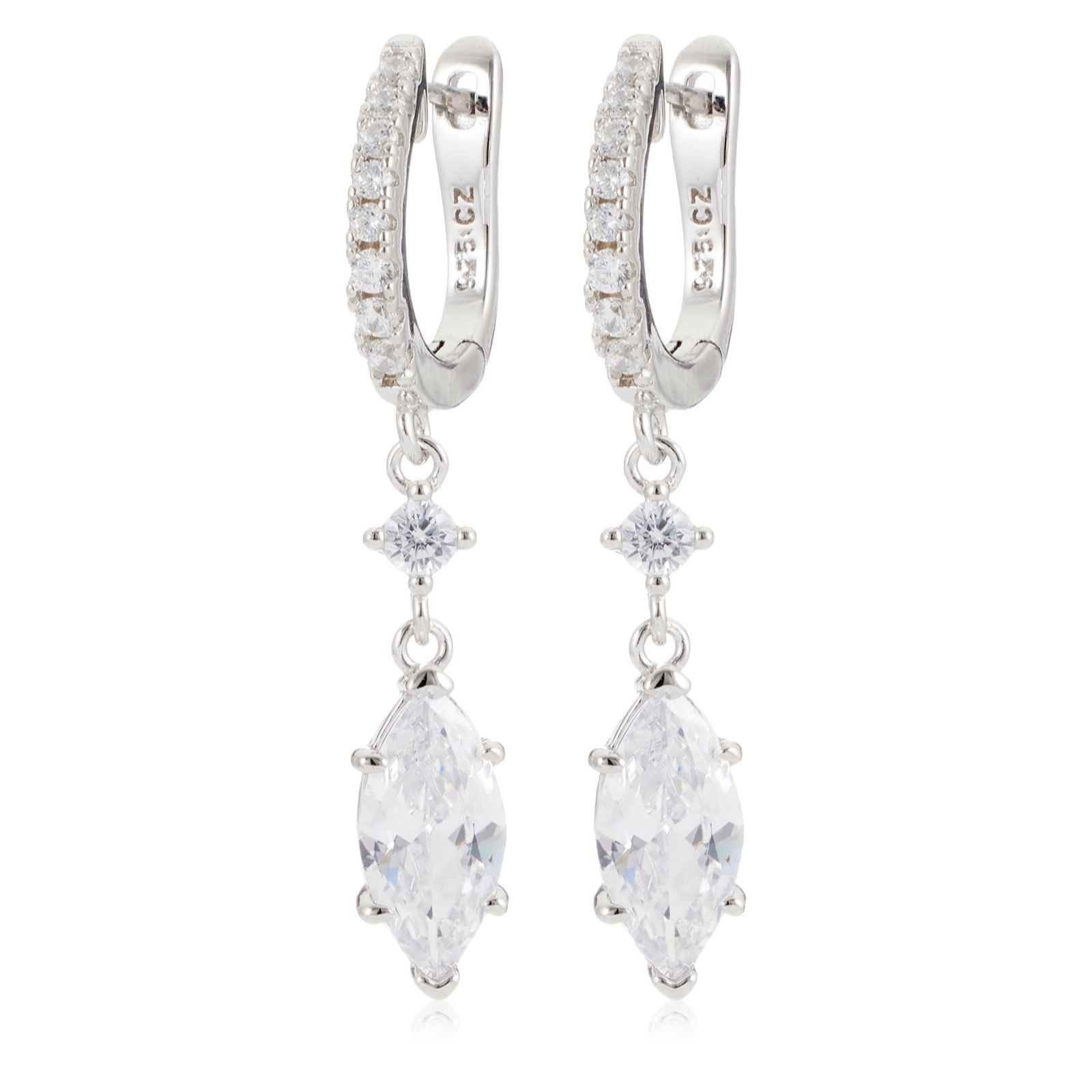 Diamonique 2.26ct Marquise Drop Earrings Sterling Silver