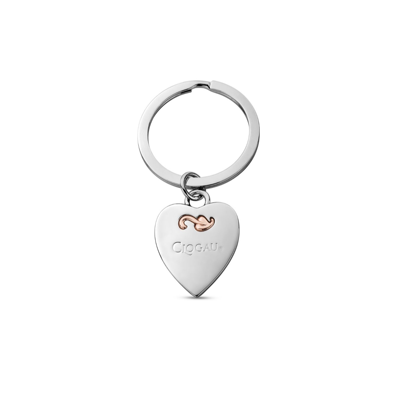 Clogau Insignia Heart Keyring Stainless Steel & Rose Gold Plated