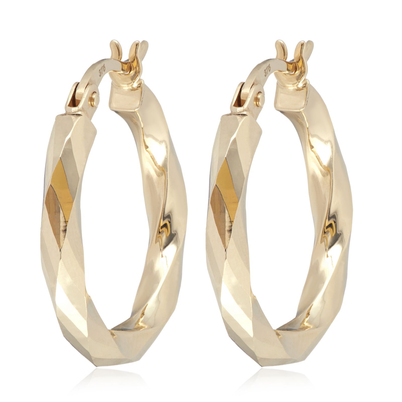 Gold 9Ct Yellow 9Ct Italian Hollow Hoop Earrings 1.10G