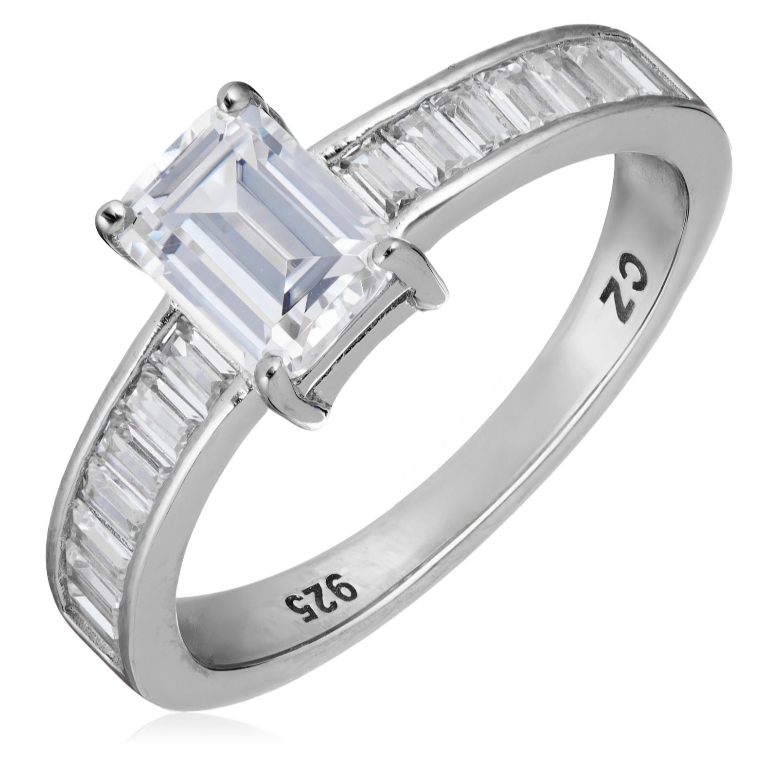 Diamonique 1.42ct tw Emerald Cut Ring Sterling Silver