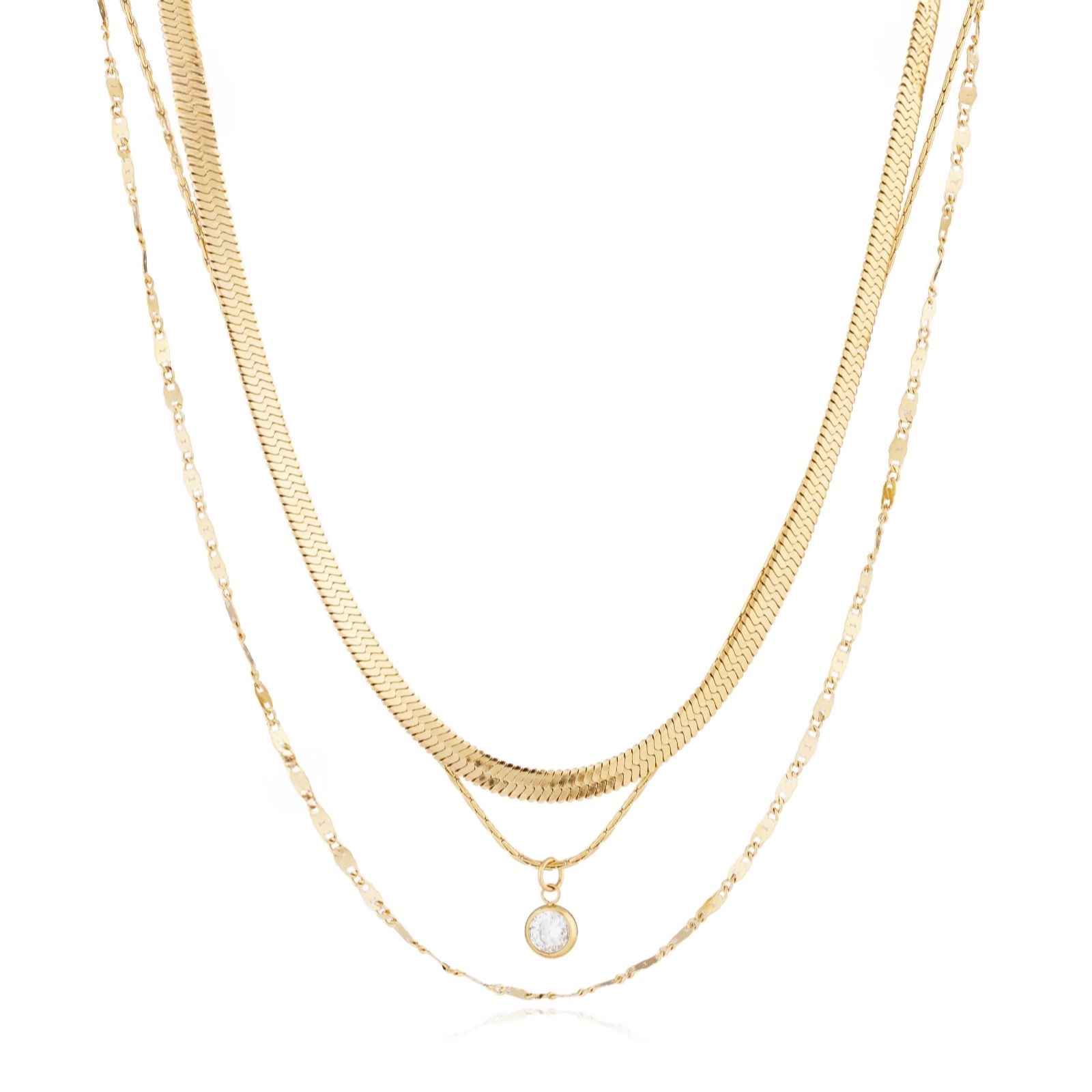 Steel by Diamonique Layered Necklace Stainless Steel