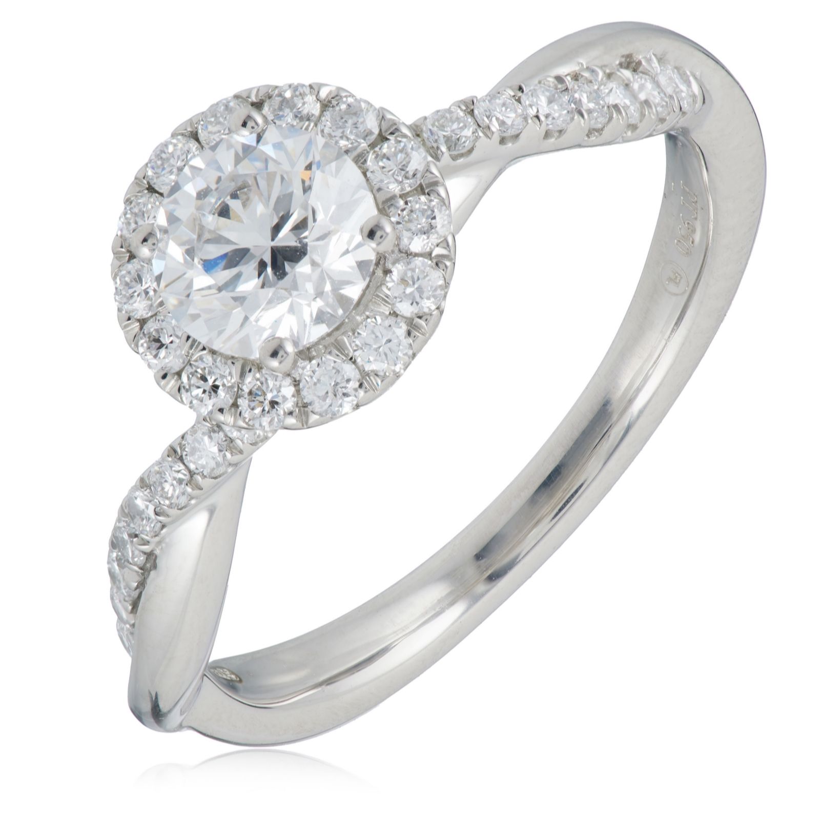 Fire Light 1ct Lab Grown Diamond Halo Twist Solitaire Ring Platinum