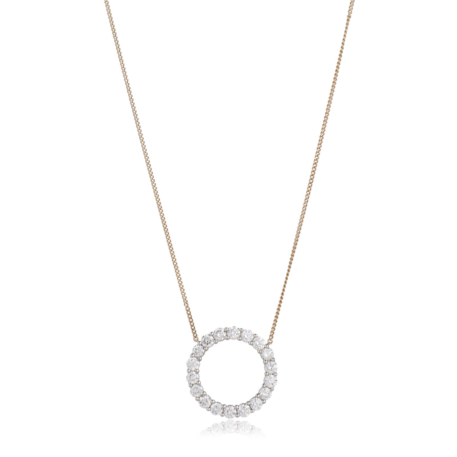 Fire Light Diamonds 1ct Circle Pendant & Chain 9ct Gold