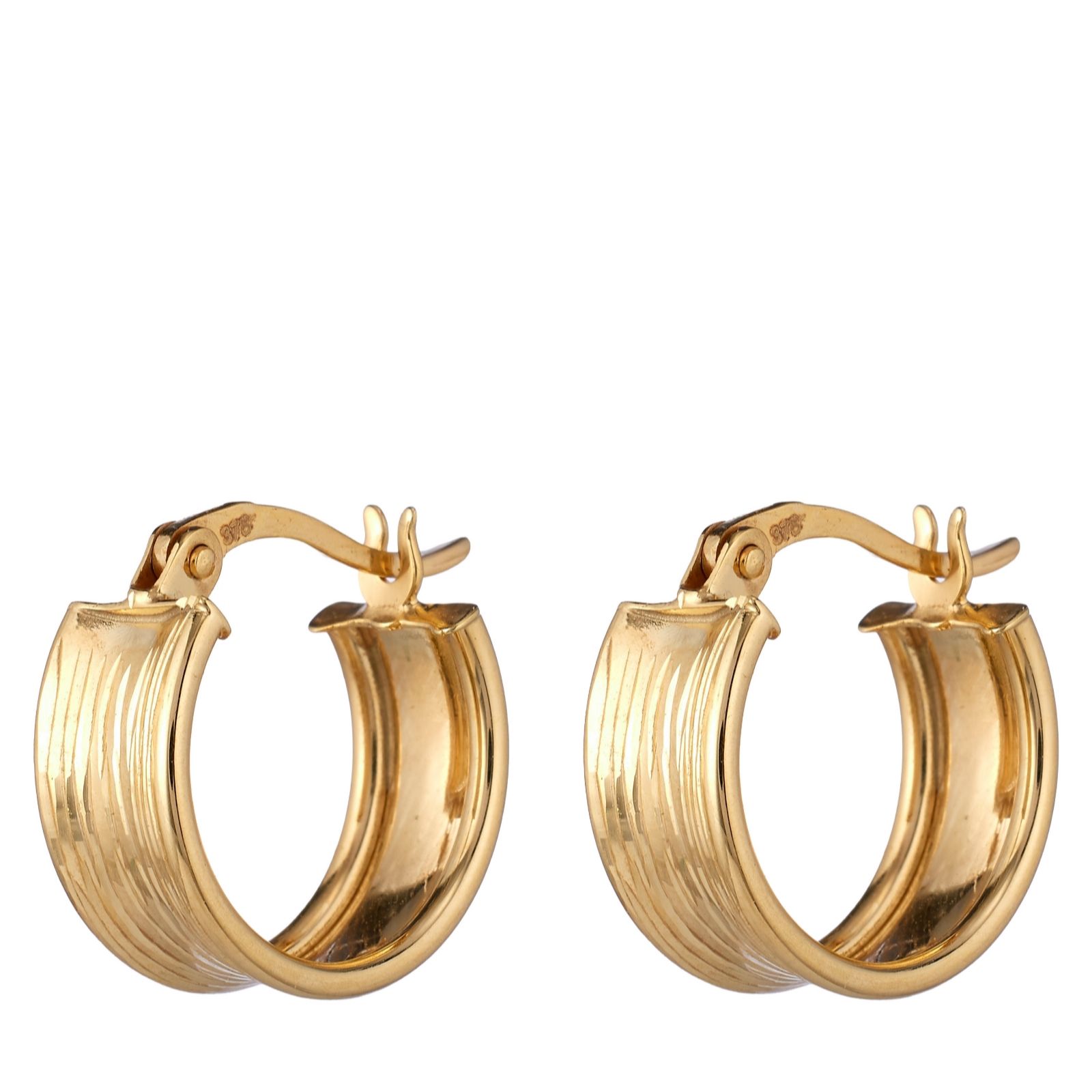 Gold 9Ct Yellow 9Ct Italian Diamond Cut Hoop Earrings 1.2G
