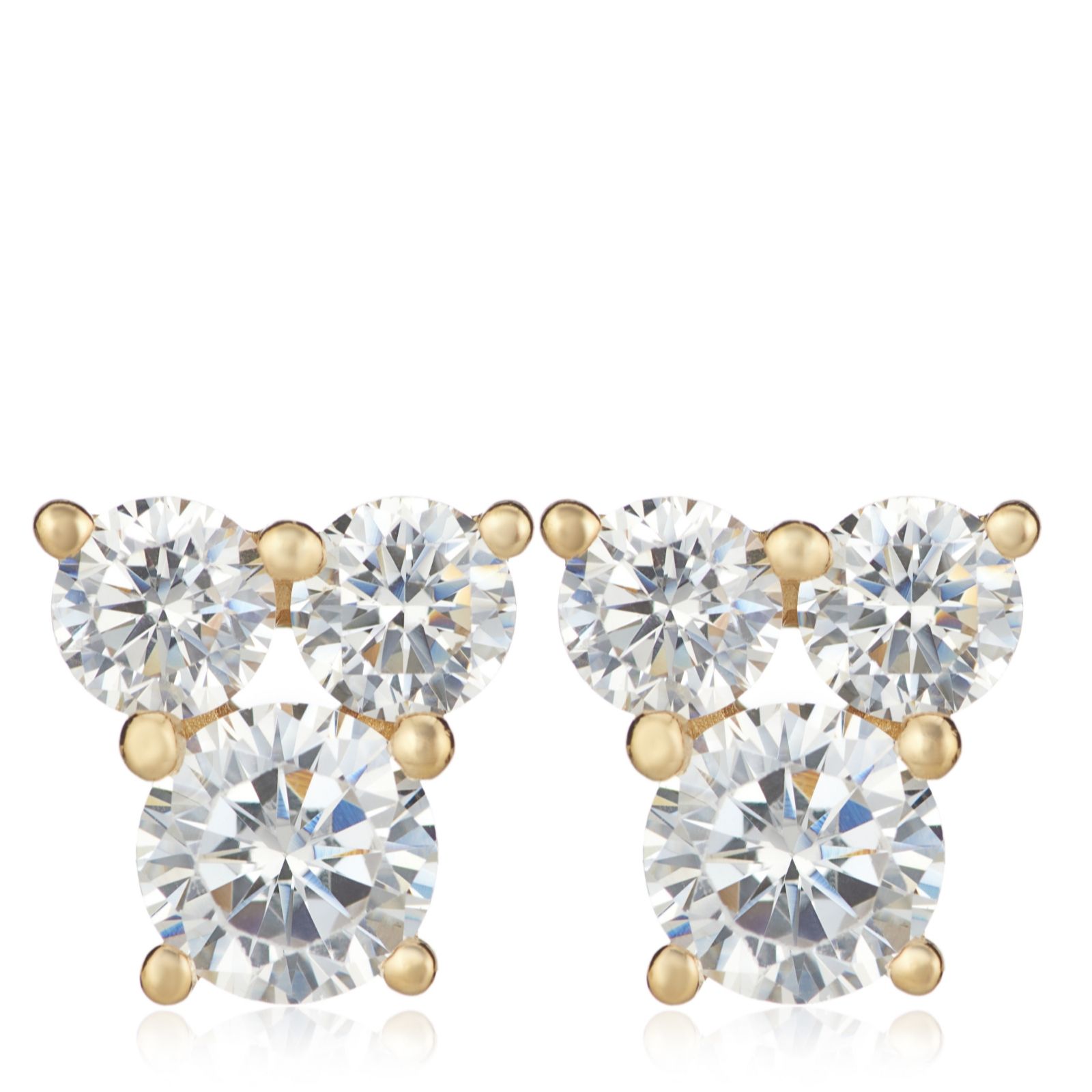 Diamonique 0.90ct tw Round Trio Stud Earrings Sterling Silver