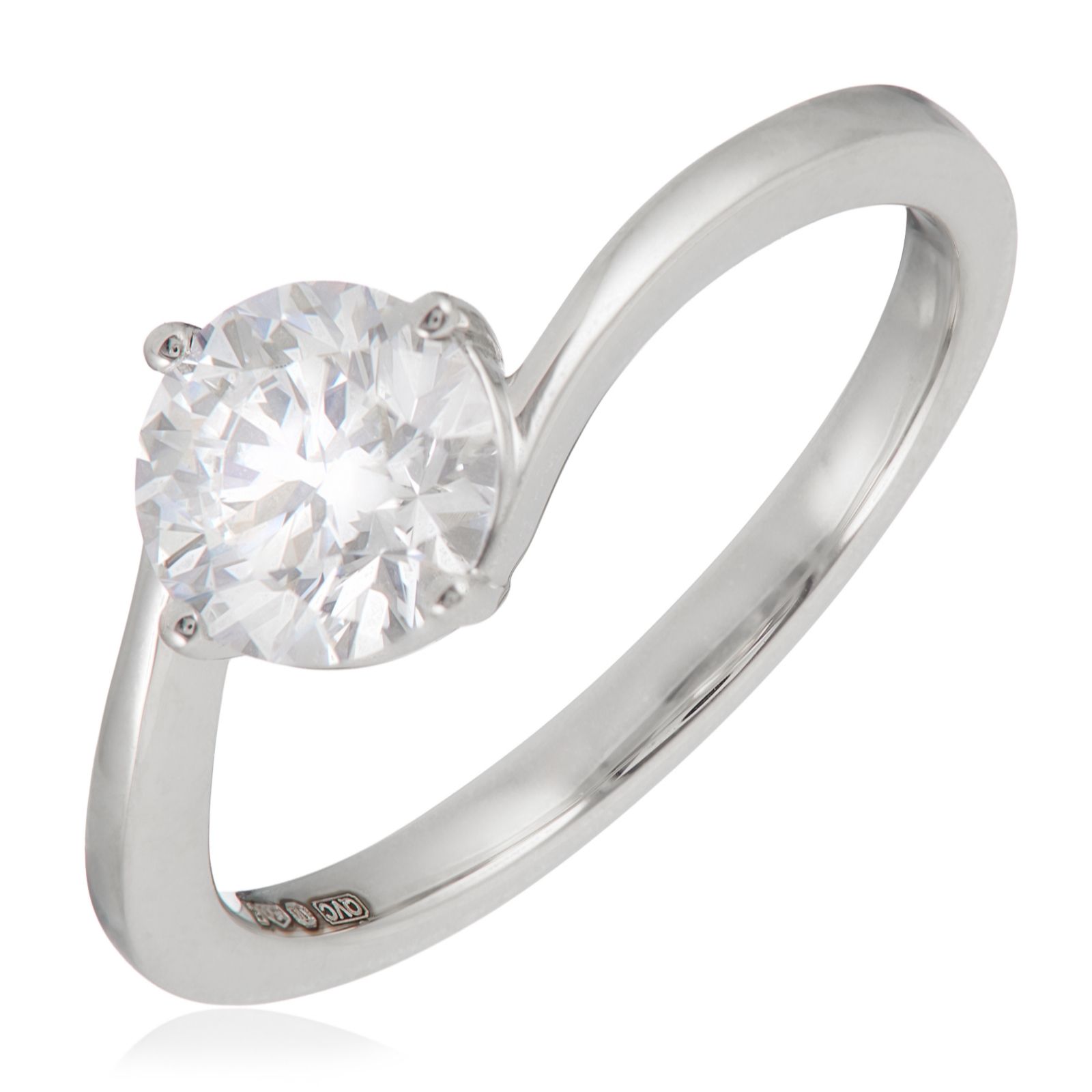 Outlet Fire Light 1ct Lab Grown Diamond Solitaire Bypass Ring Platinum