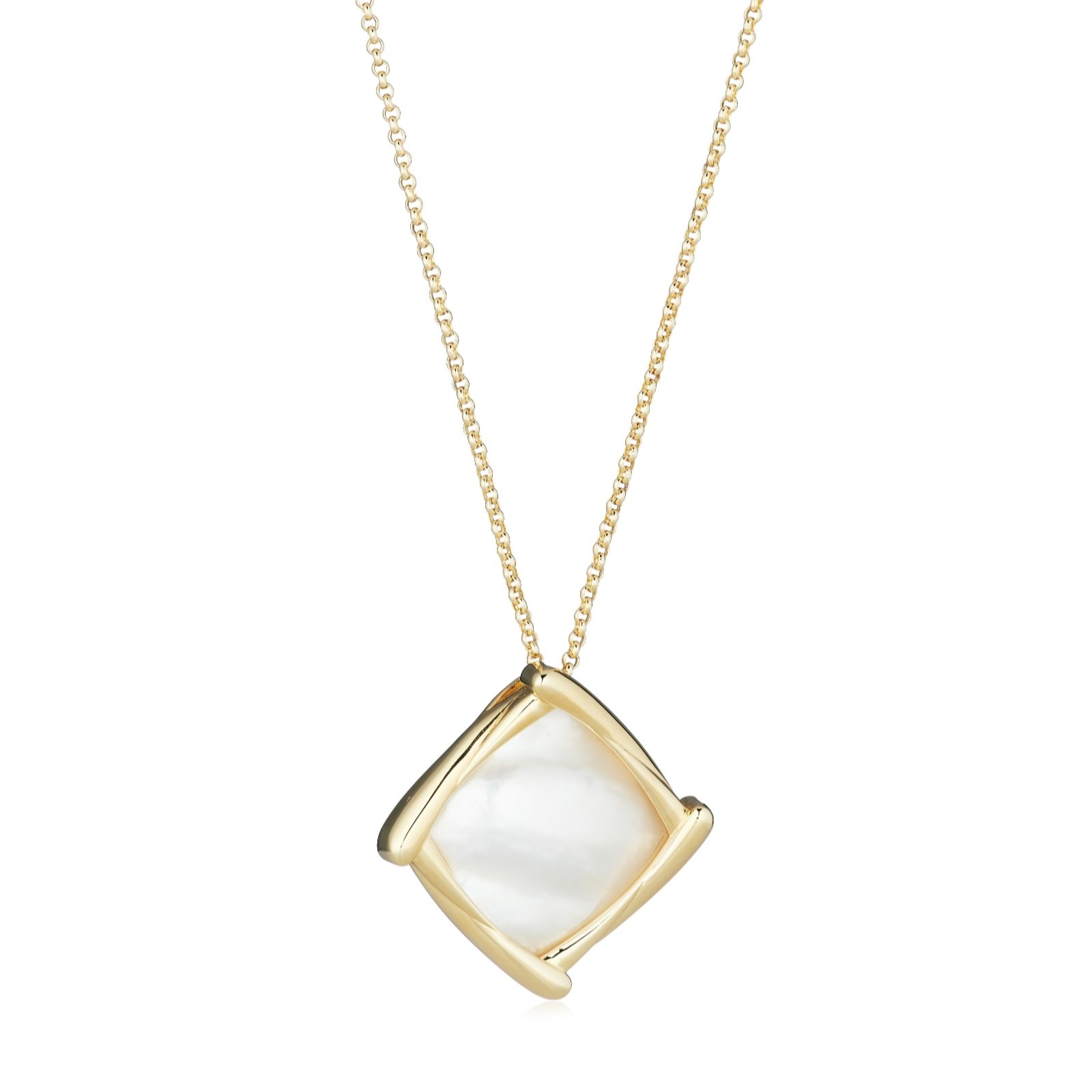 Larapearl Abalone Rhodium Plated Lara Pearl Mother Of Pearl Pendant Necklace & Chain