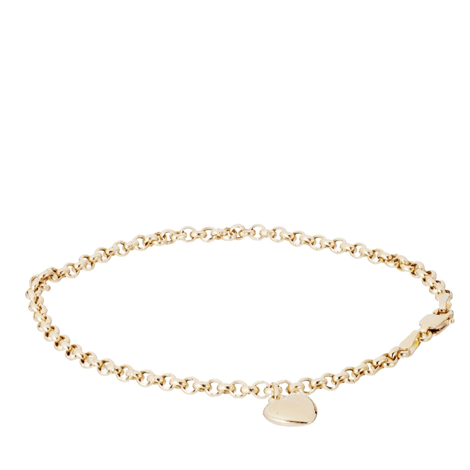 GOLD 9ct Yellow Gold Heart Link Bracelet 2g