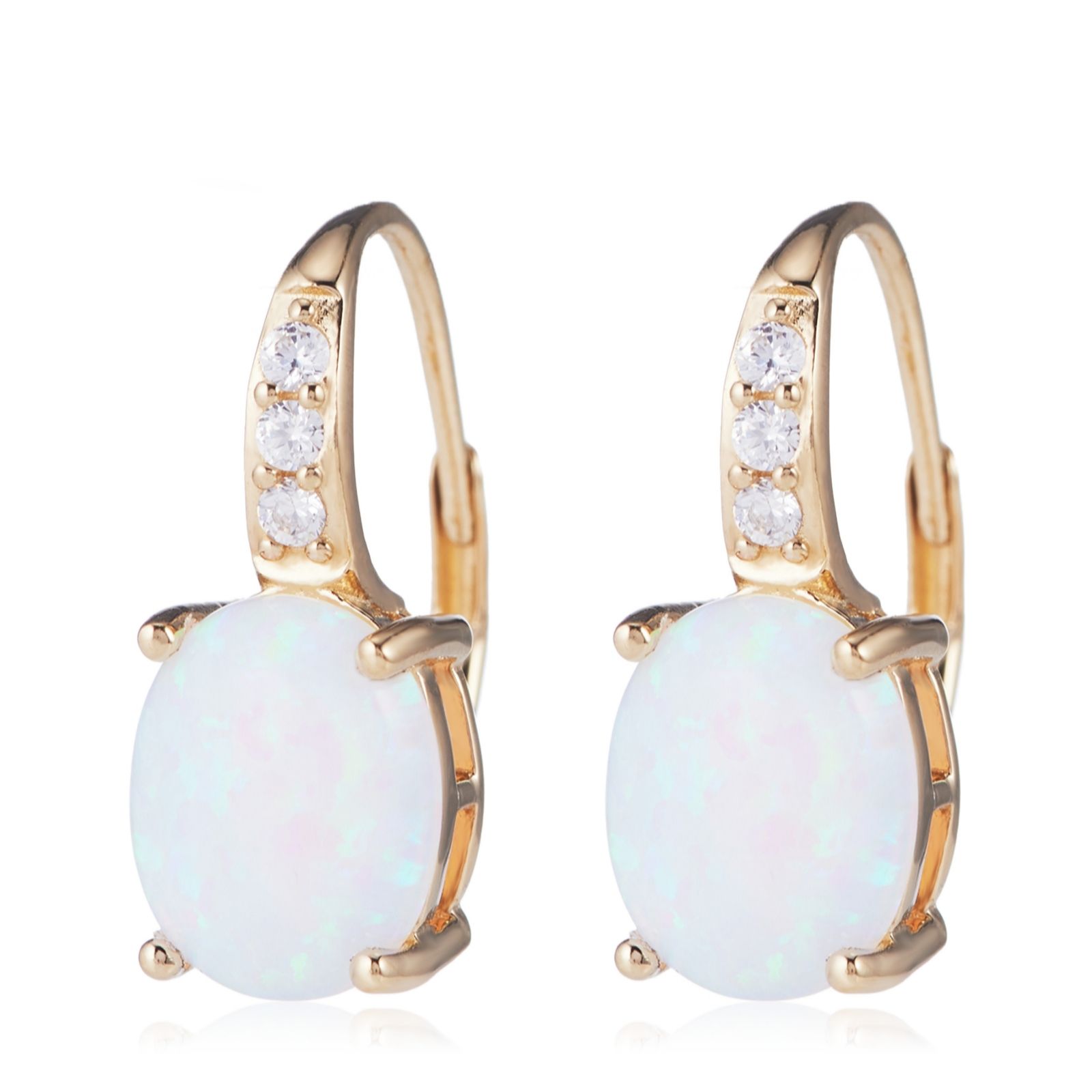 Diamonique 0.12ct tw Opal 30th Anniversary Leverback Earrings Sterl...