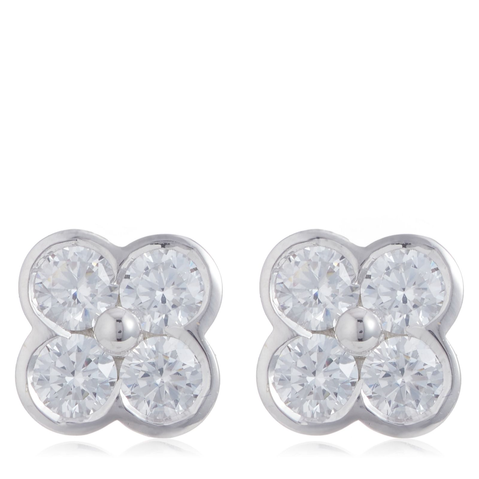 Diamonique 1.2ct tw Clover Stud Earrings Sterling Silver