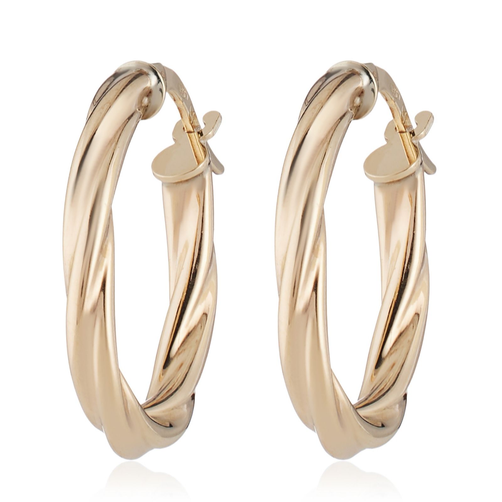 GOLD 9ct Yellow Gold Oval Twist Hoop Earrings 1.15g
