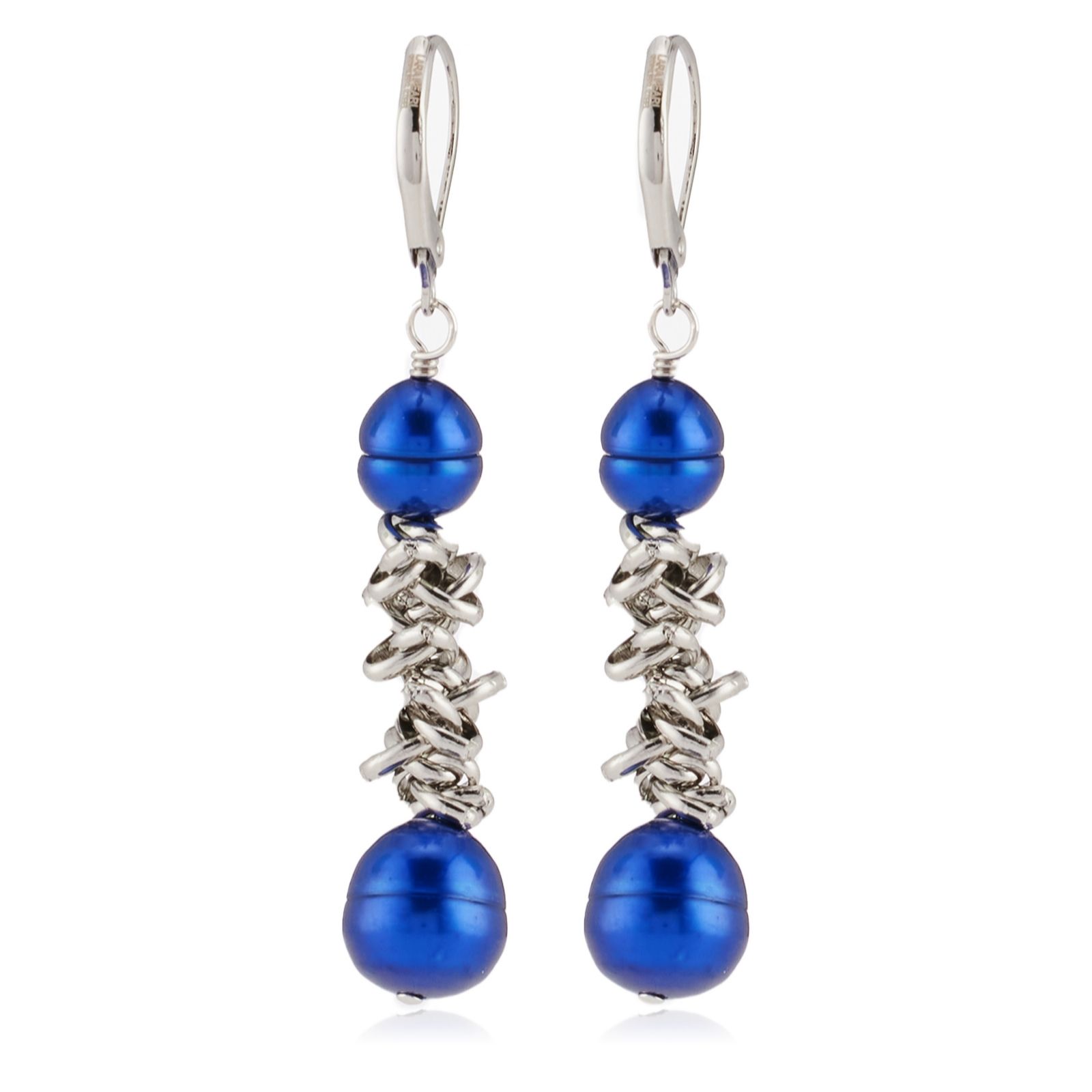 Lara Pearl Cultured Pearl & Chain Drop Earrings Stainless Steel