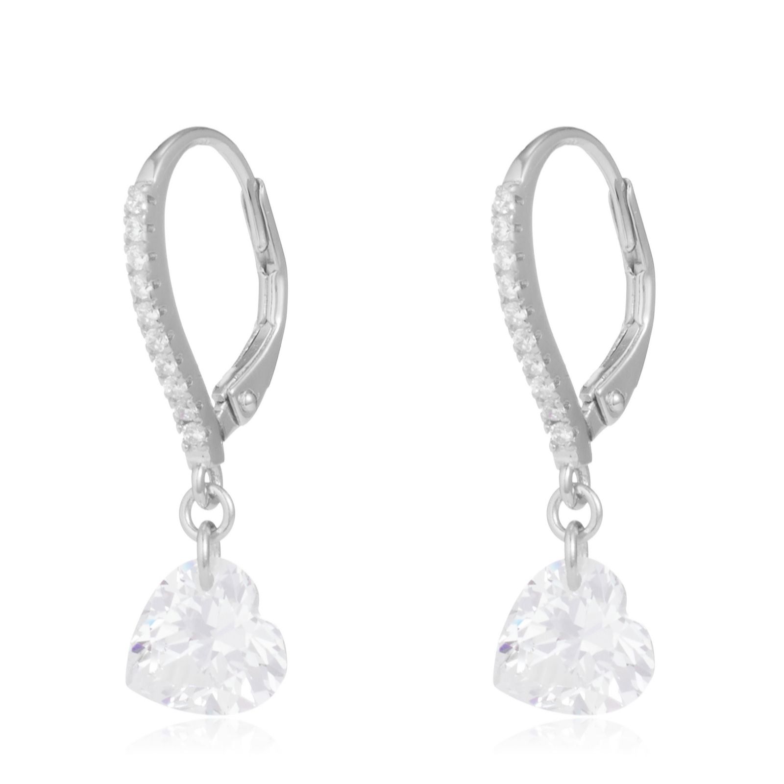 Diamonique 4.2ct tw Floating Stone Heart Earrings Sterling Silver