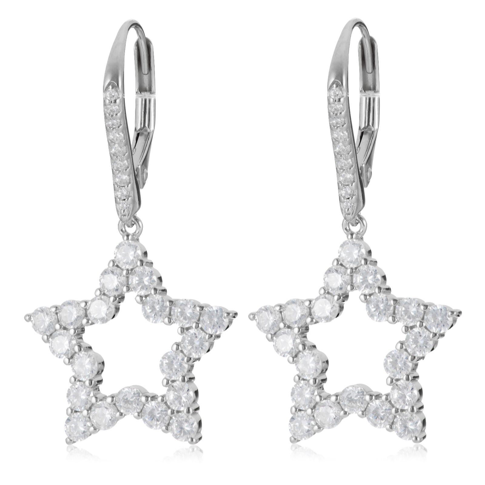 Diamonique 1.6ct tw Star Leverback Earrings Sterling Silver