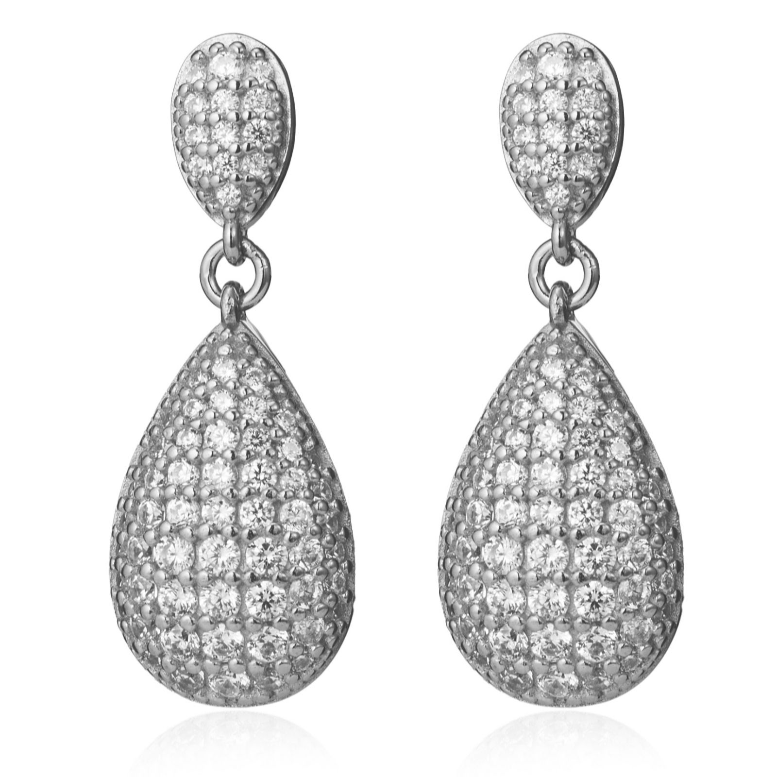 Diamonique 0.91ct tw Pave Drop Earrings Sterling Silver