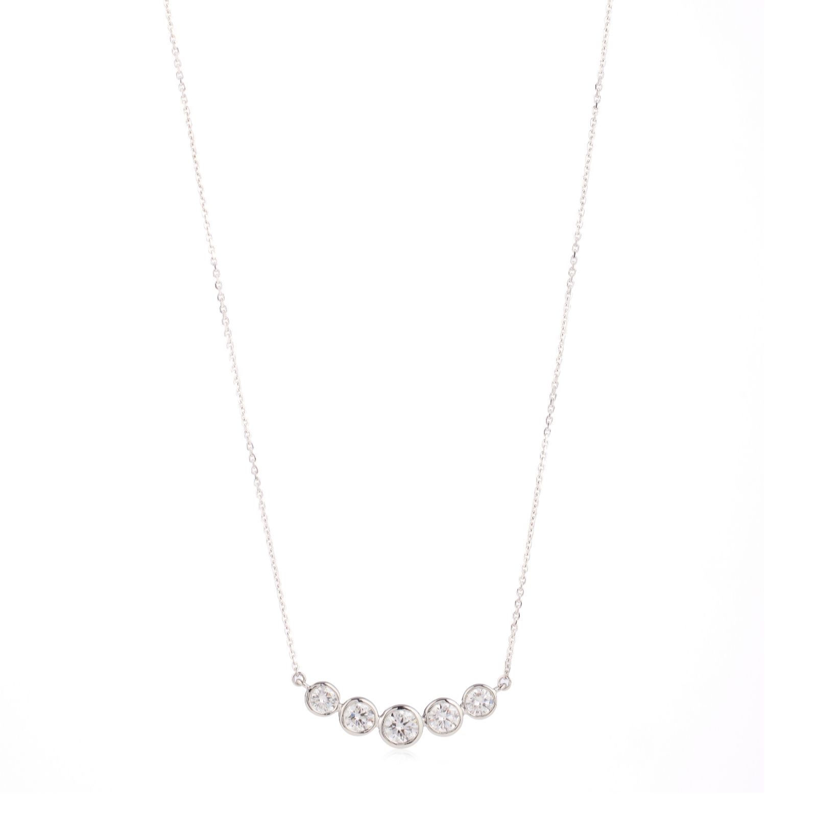 Outlet Fire Light 1ct Lab Grown Diamond Bezel Set Bar Necklace Plat...