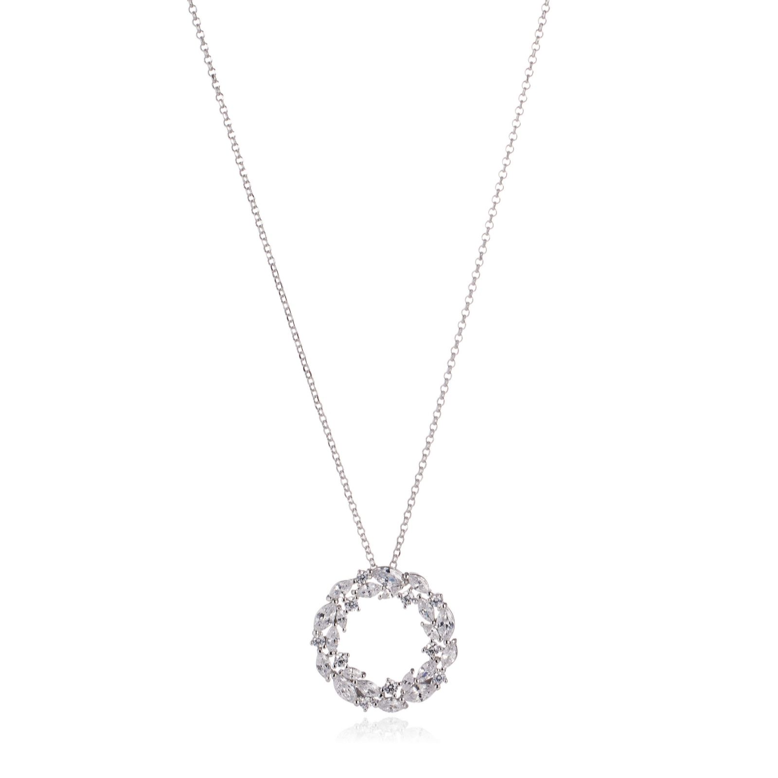 Diamonique 2ct tw Circle Pendant & Chain Sterling Silver