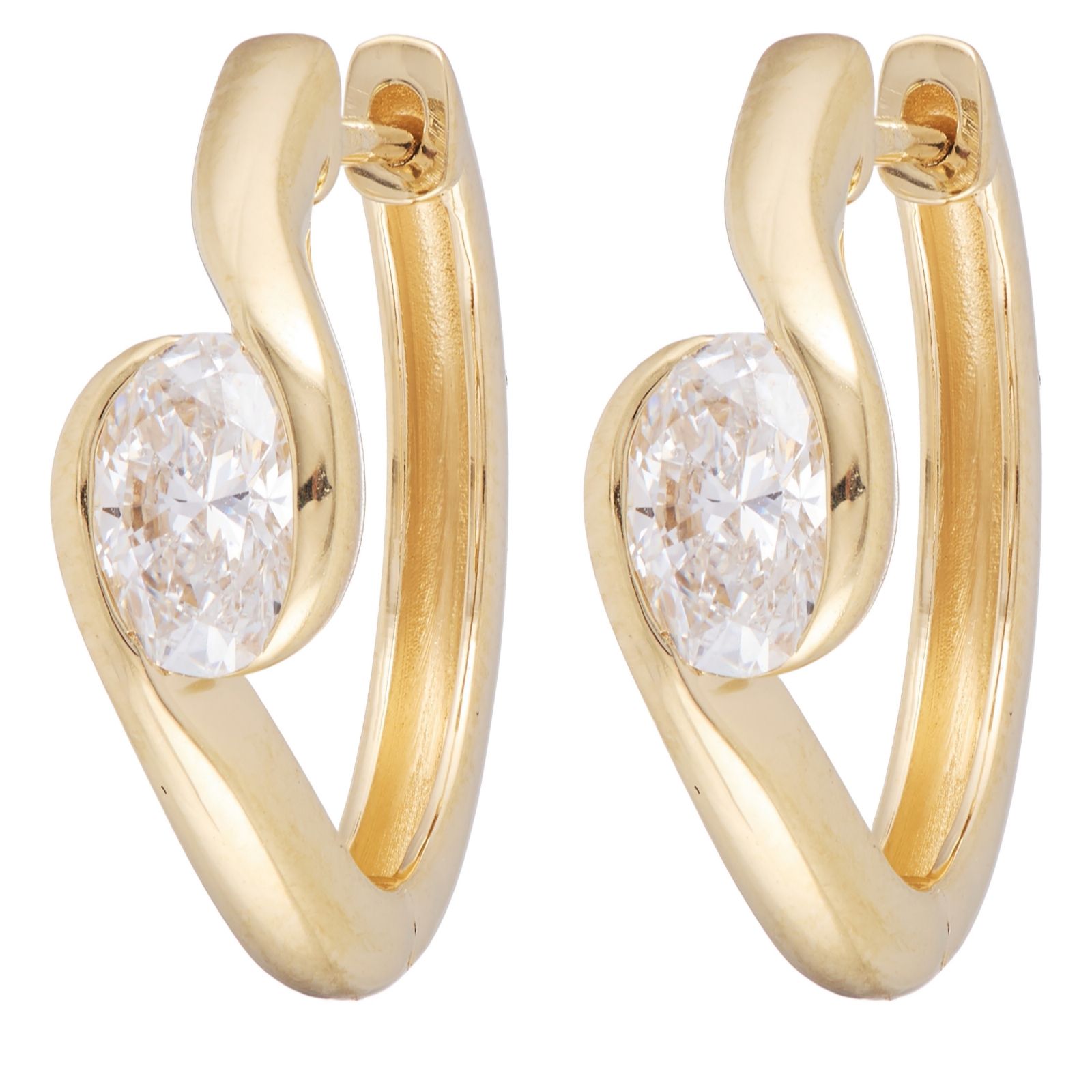 Fire Light 1ct Lab Grown Diamond Oval Cut Swirl Hoop Earrings 18ct...