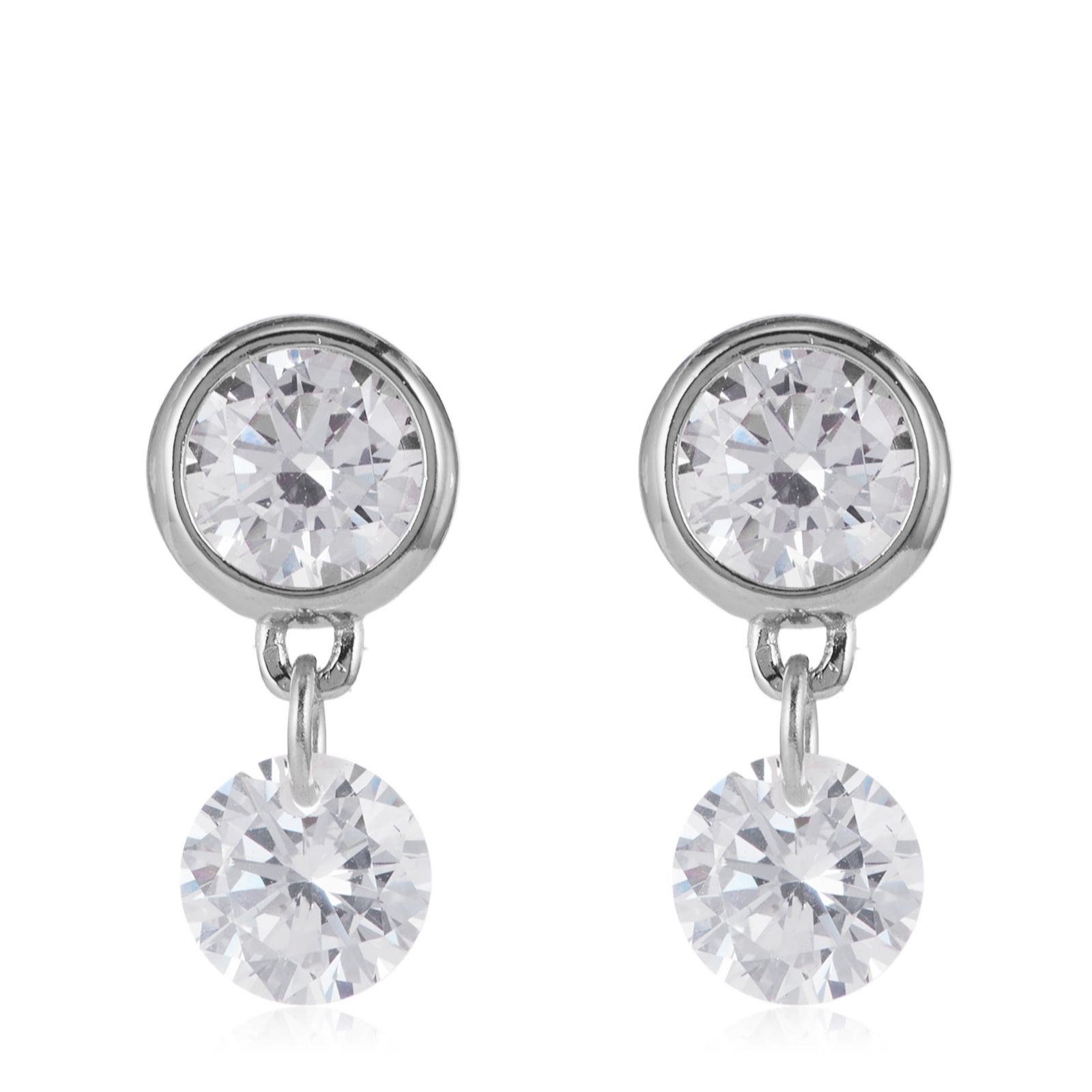 Diamonique 3.6ct tw Bezel Floating Stone Earrings Sterling Silver