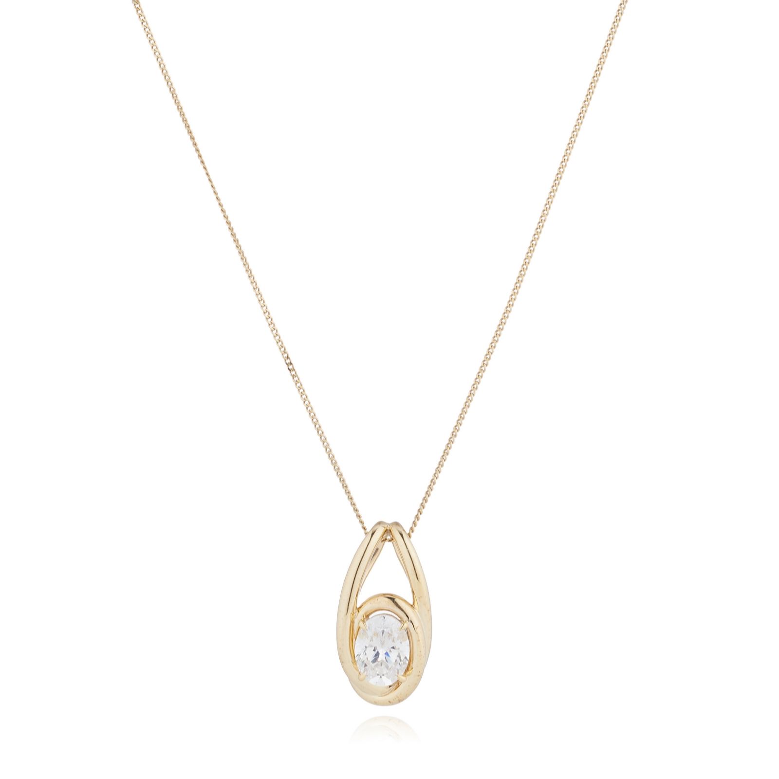 Fire Light 1ct Lab Grown Diamond Oval Swirl Pendant 18ct Gold Vermeil