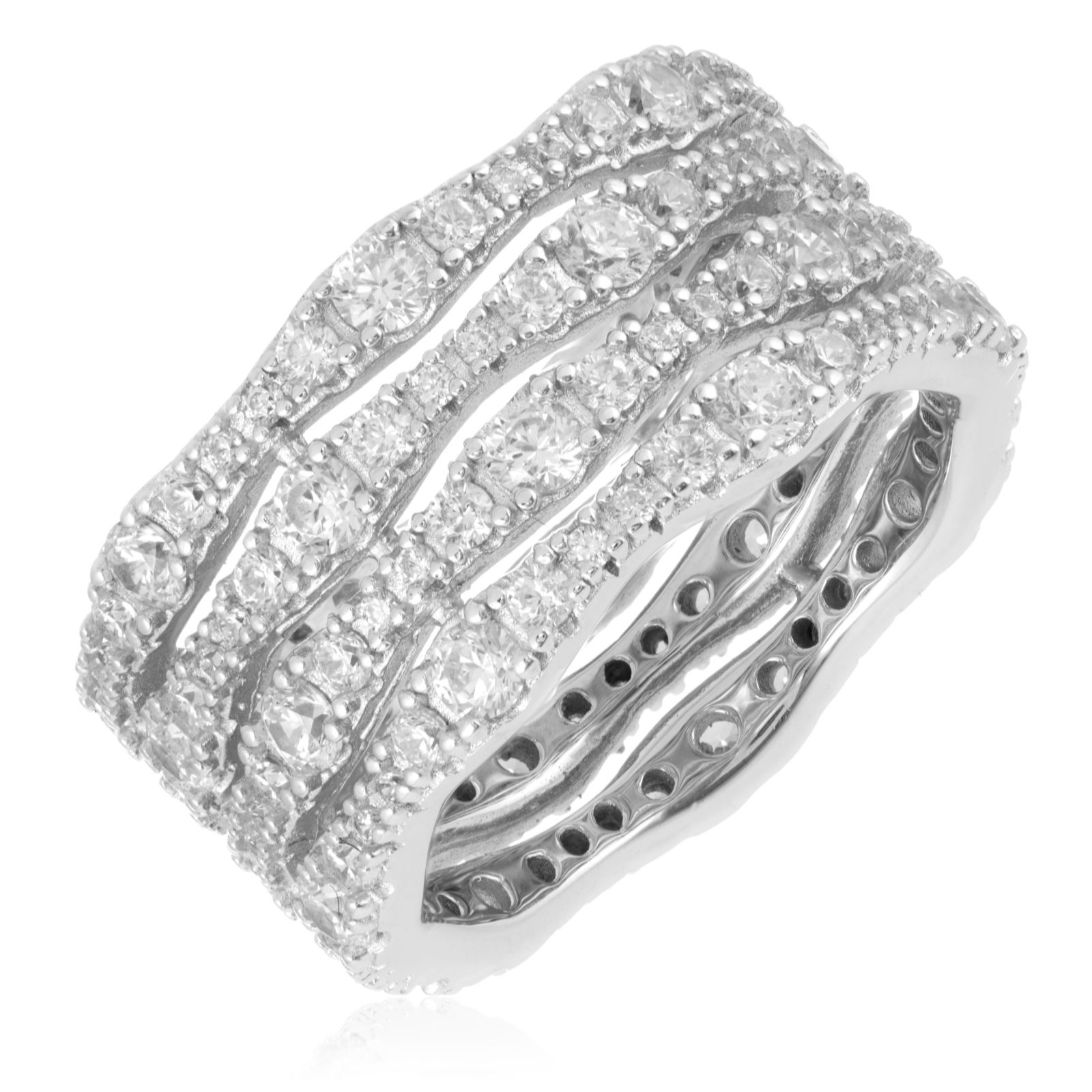 Diamonique 2.52ct tw Wave Band Ring Sterling Silver