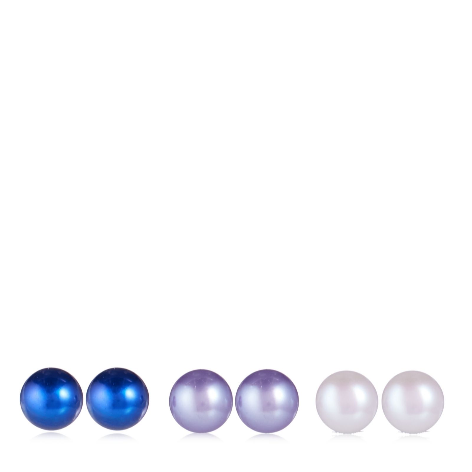 Lara Pearl Set of 3 8mm Pearl Stud Earrings in Gift Box