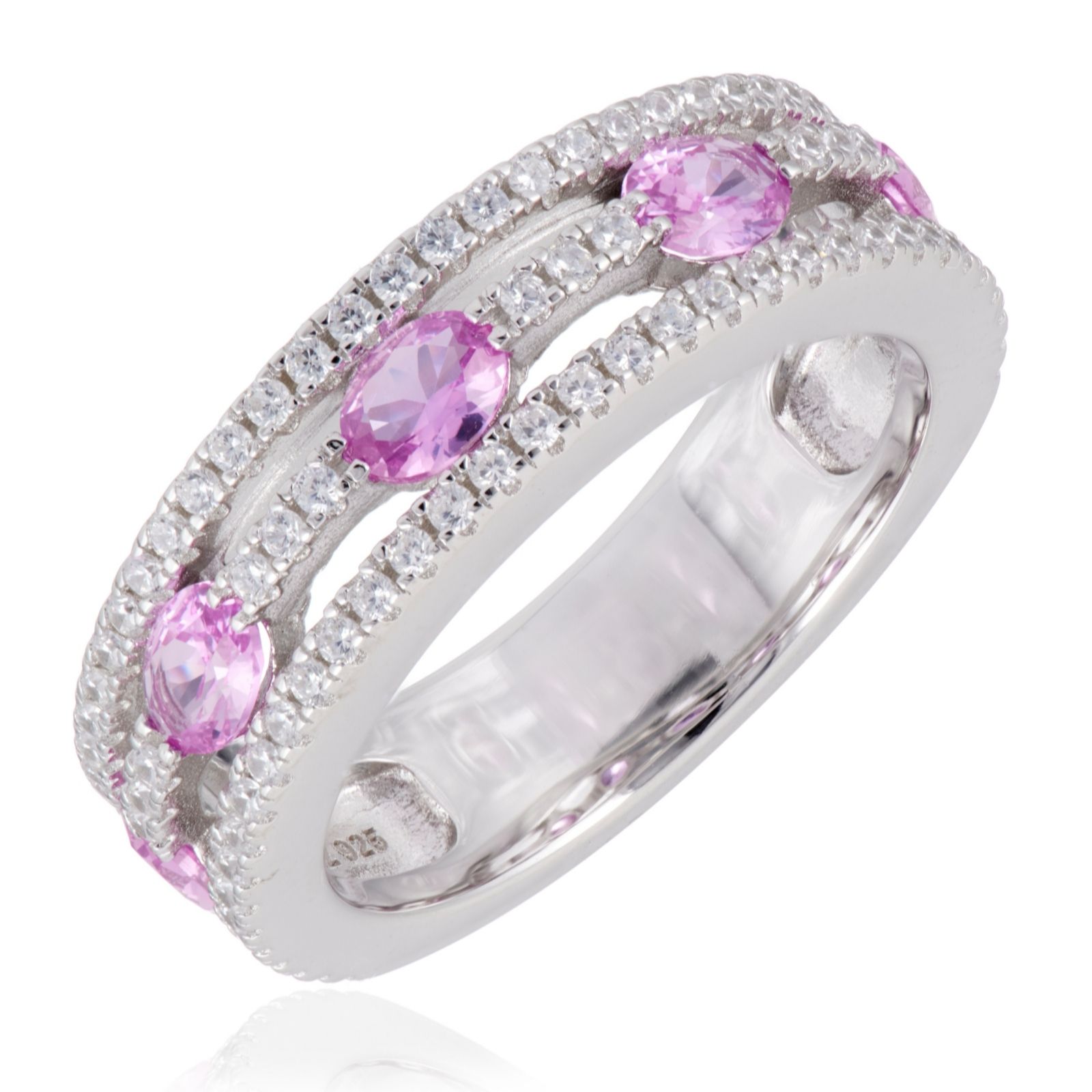 Diamonique 1.34ct tw Simulated Gemstone Band Ring Sterling Silver
