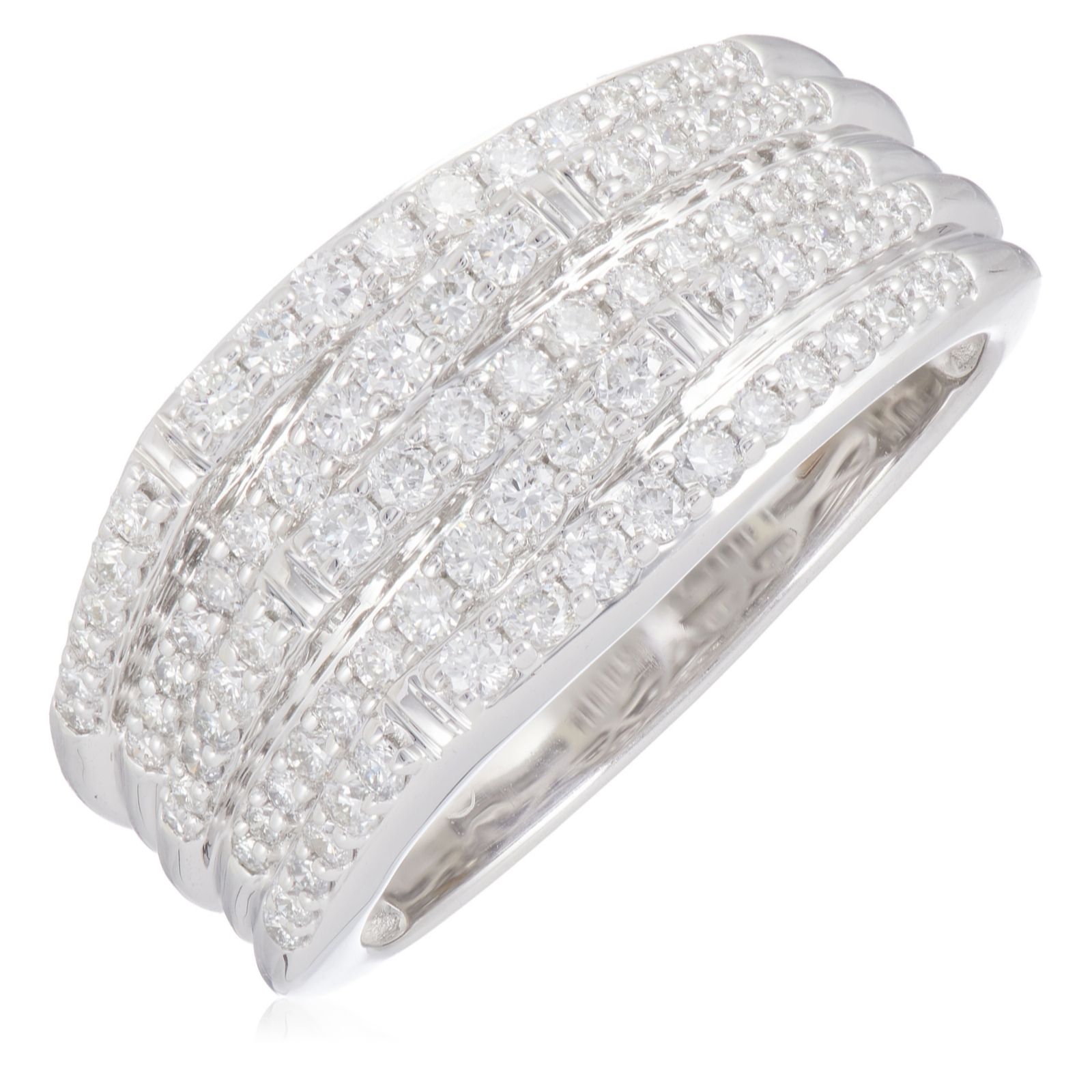 0.75ct Firelight Diamond 5 Row Band Ring 9ct White Gold