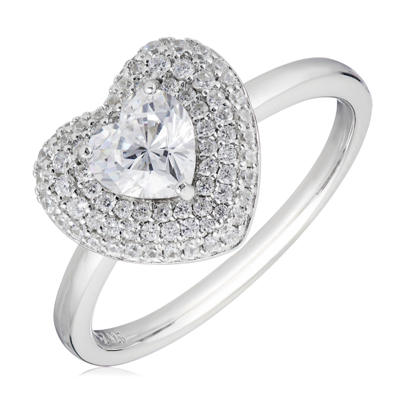 Diamonique 1.1ct tw Triple Halo Heart Ring Sterling Silver