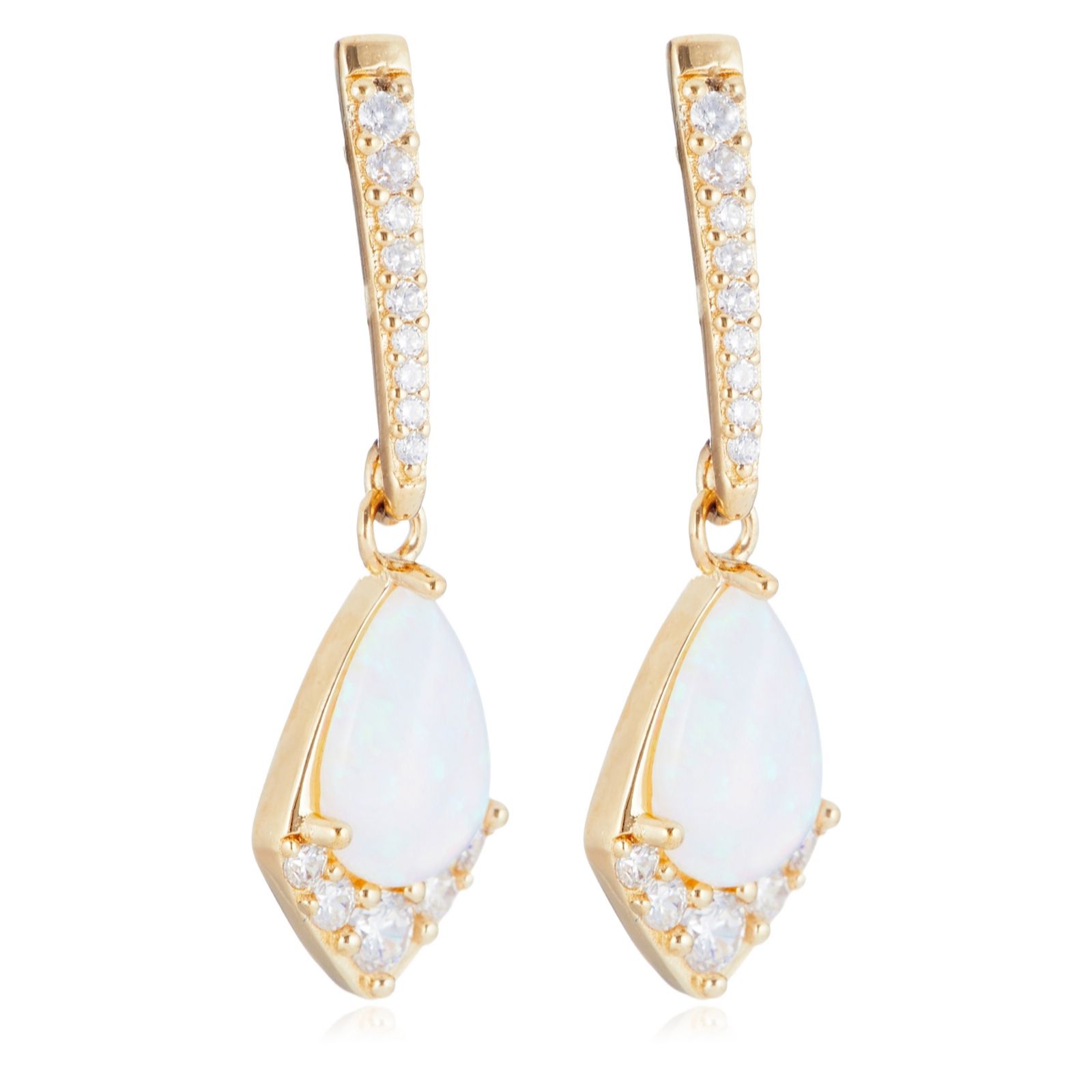 Diamonique 0.36ct tw Simulated Opal Drop Earrings Sterling Silver