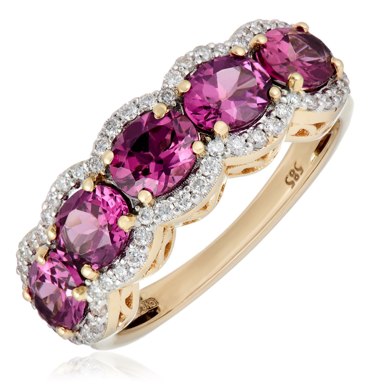 1.89ct Malawi Garnet Oval Cut and 0.23ct Diamond Ring 14ct Gold