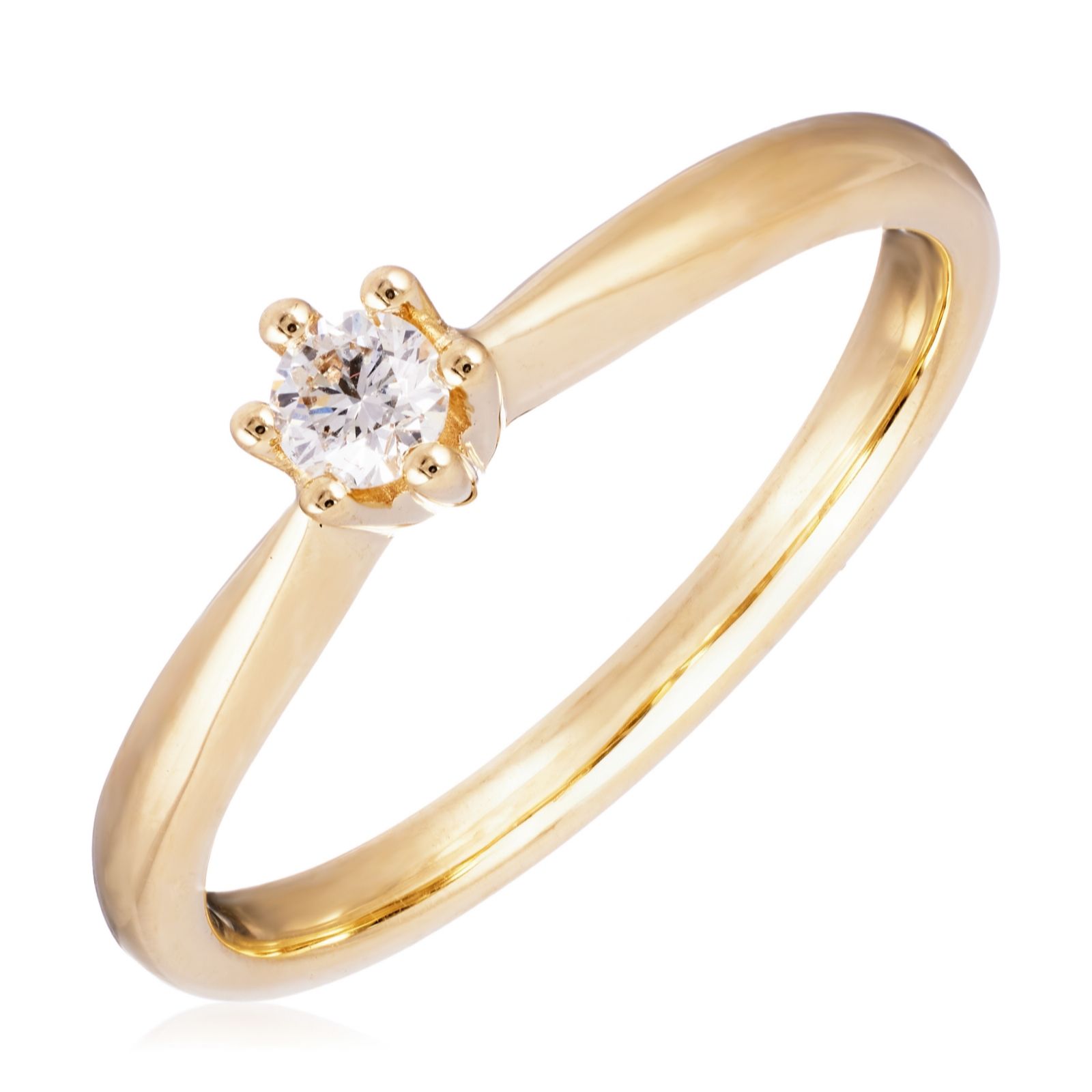 0.10ct Diamond 6 Prong Solitaire Ring 9ct Gold