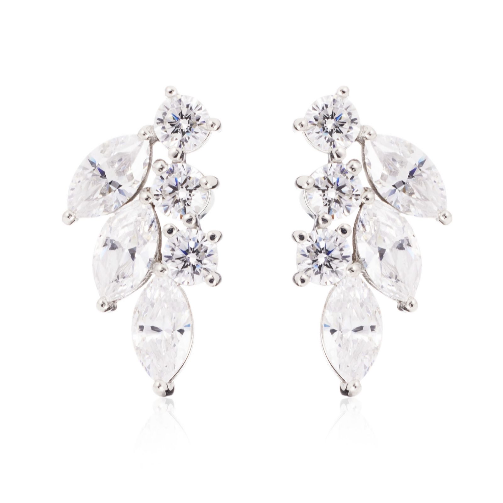 Diamonique 3.7ct tw Marquise Climber Earrings Sterling Silver