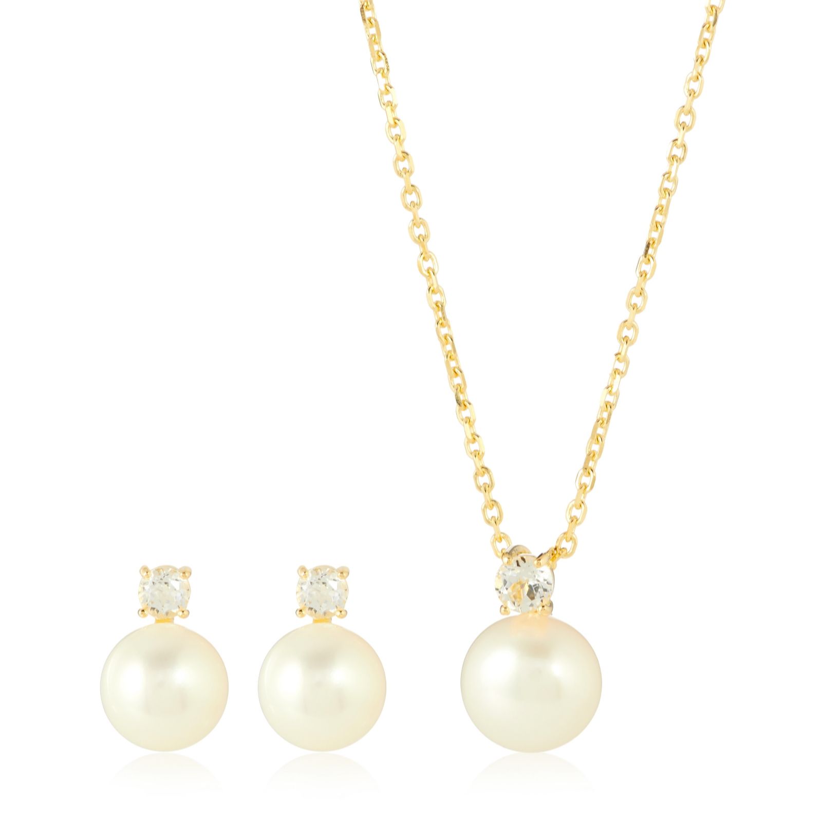 Larapearl White/Silver Lara Pearl Topaz Necklace & Earring Set Sterling