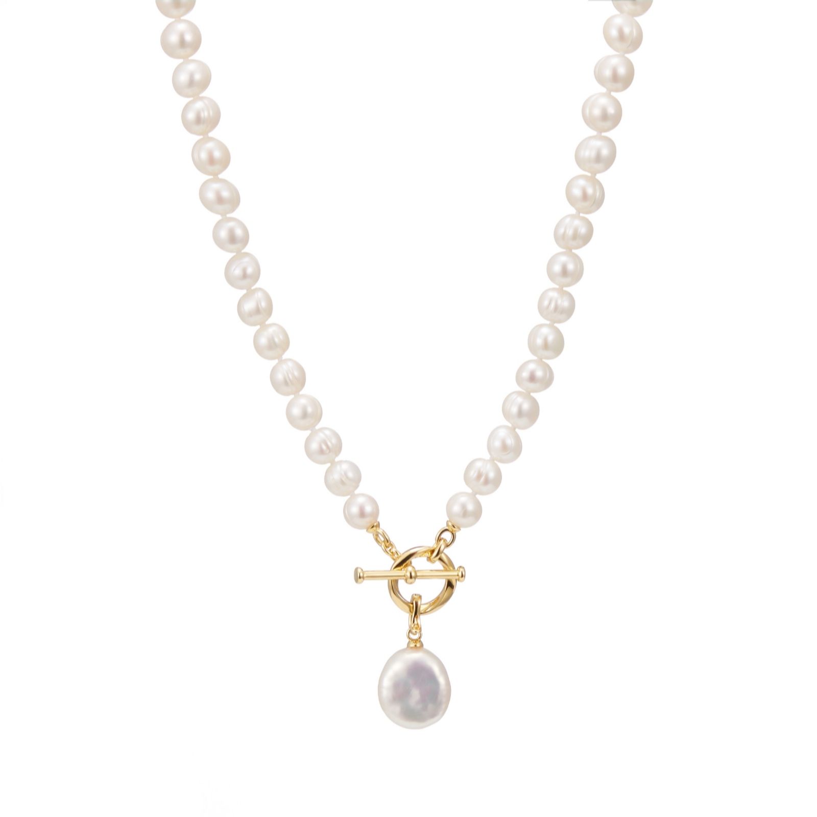 Larapearl Rhodium Plated,White Lara Pearl 8-9Mm Cultured Pearl Necklace With Pearl Enhancer Sterli...