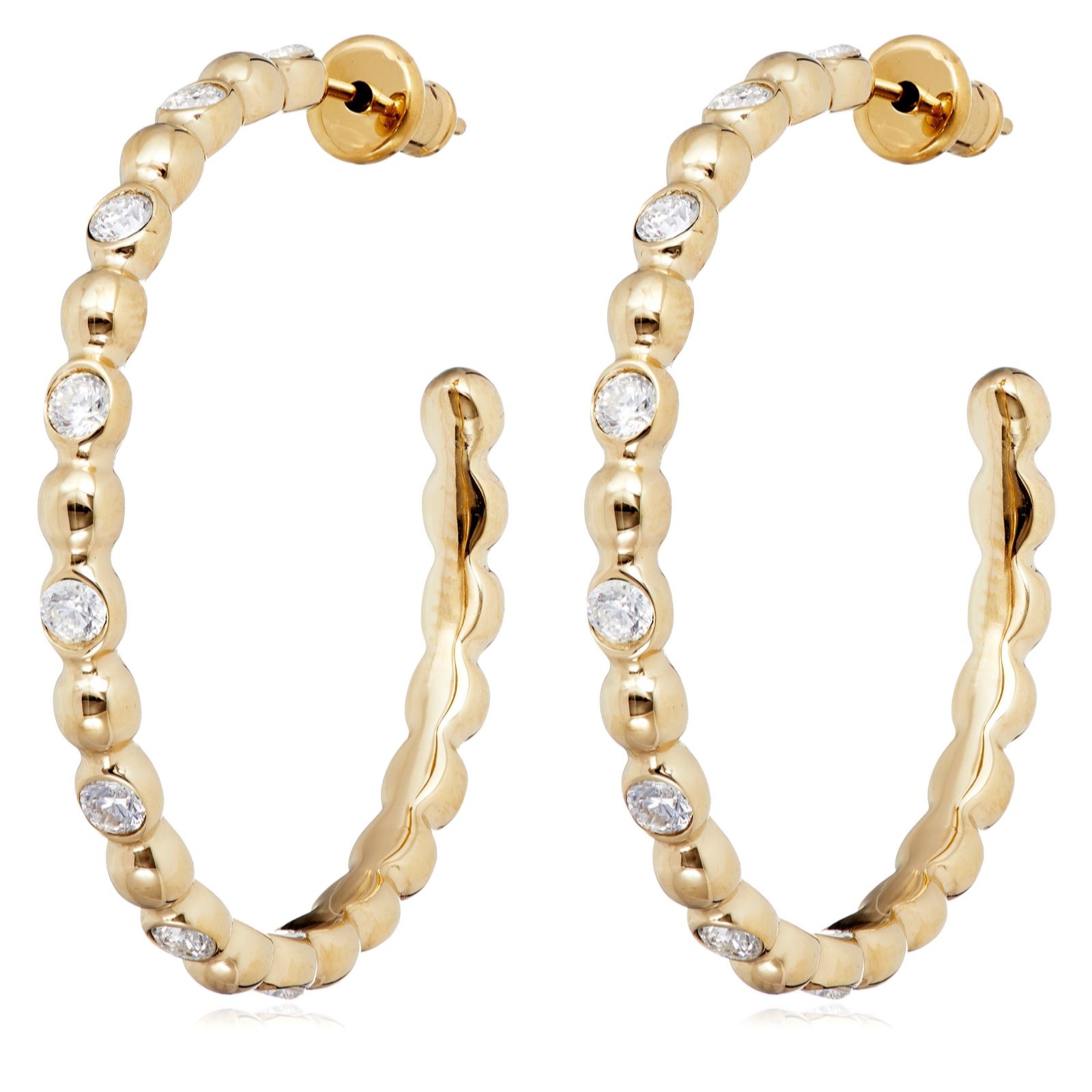 Steel by Diamonique Ball Bead Hoop Earrings Stainless Steel