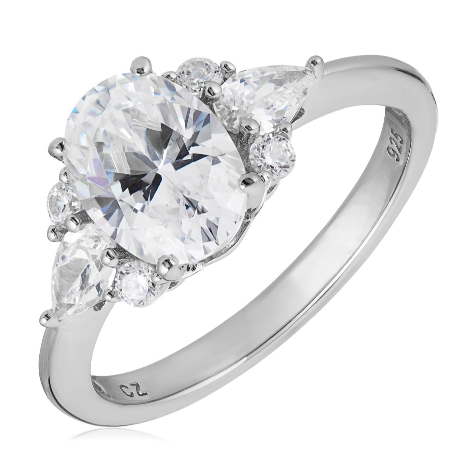 Diamonique 2.6ct tw Oval Cut Ring Sterling Silver
