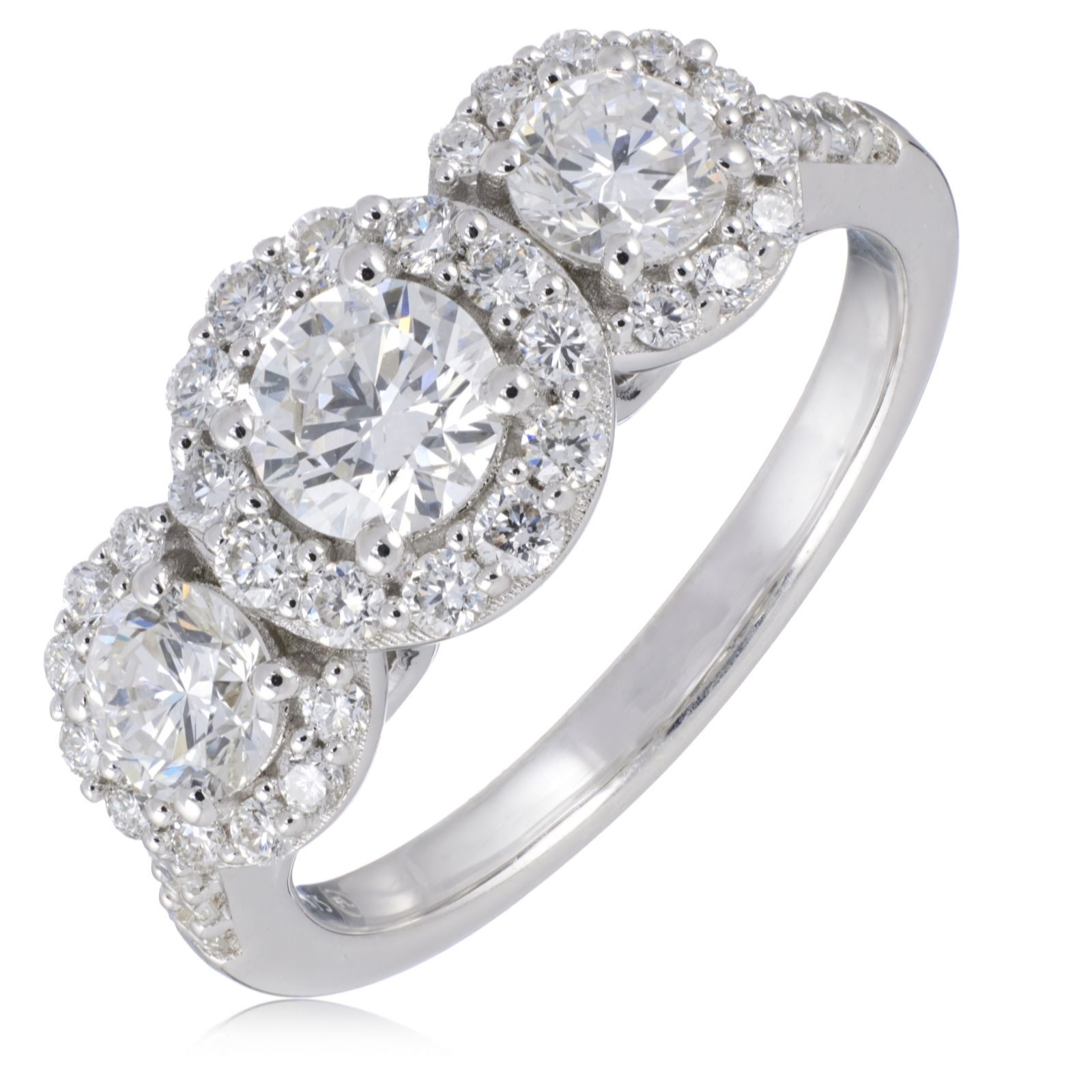 Firelight 1.33ct Lab Grown Diamond Halo Trilogy Ring 9ct Gold