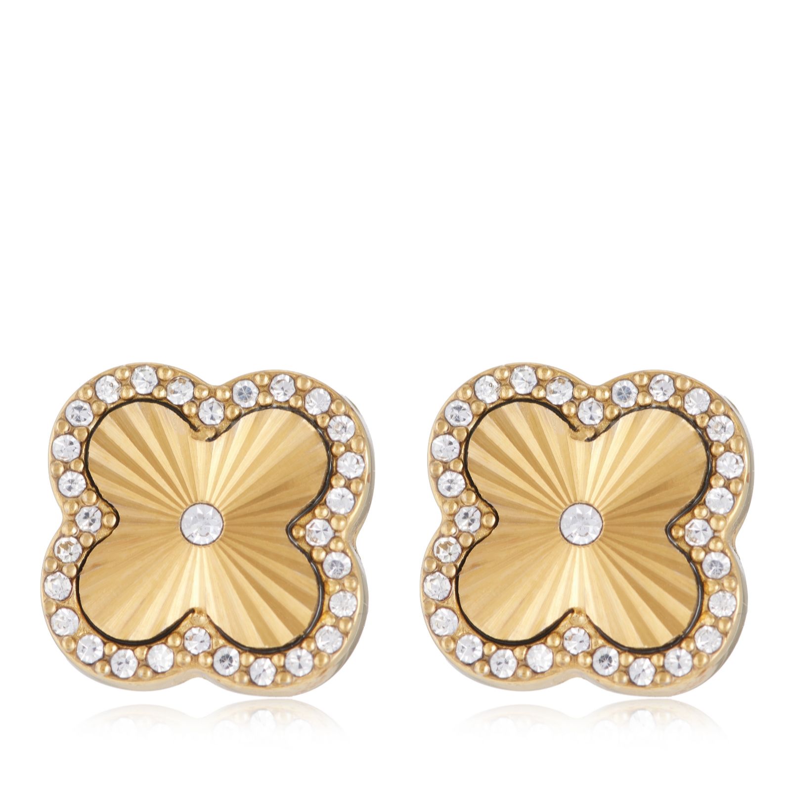 Steel by Diamonique Sunray Clover Stud Earrings Stainless Steel