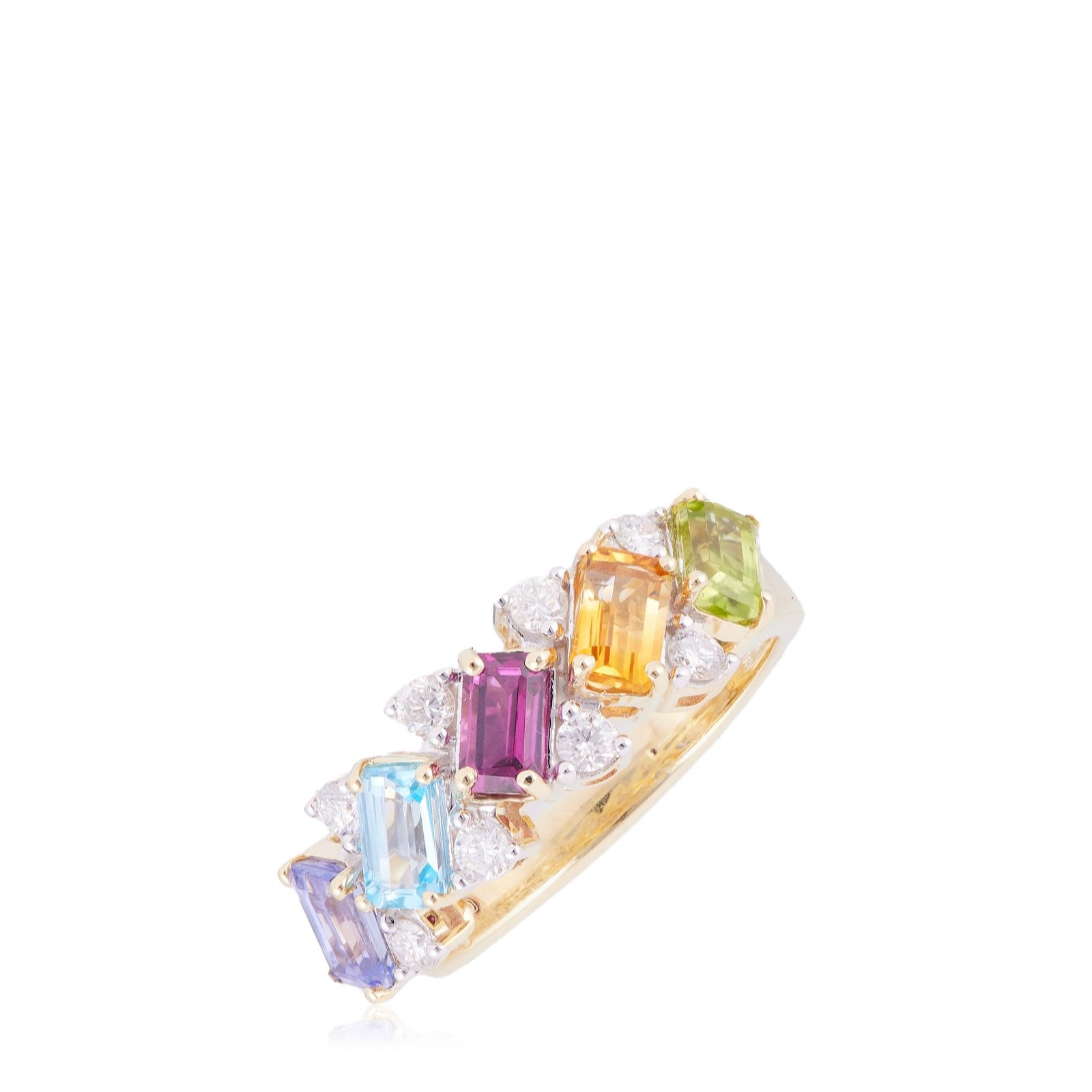 1.46ct Emerald cut Gemstone and 0.27ct Diamond Ring 9ct Gold