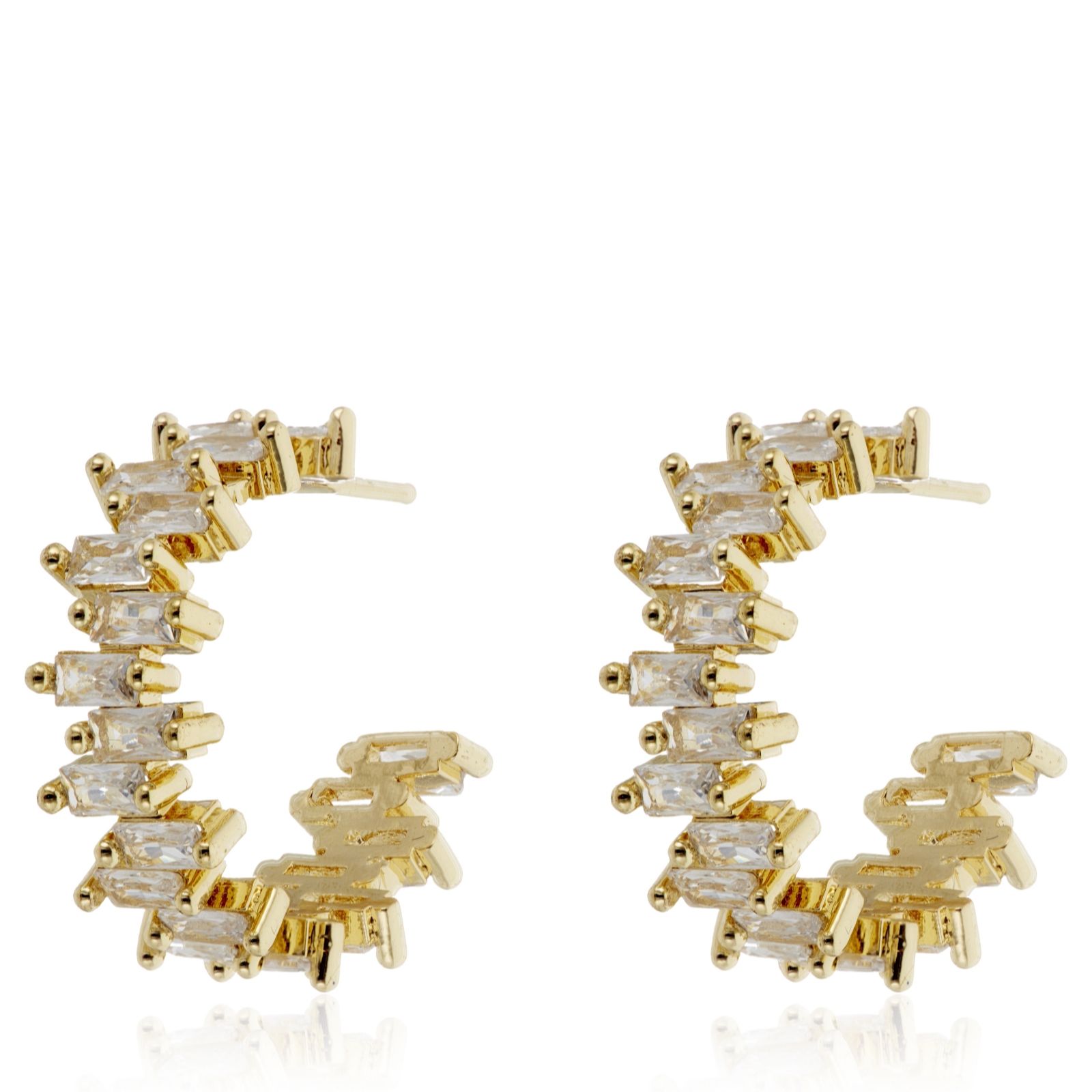 Butler & Wilson Irregular Baguette Crystal Hoop Earrings