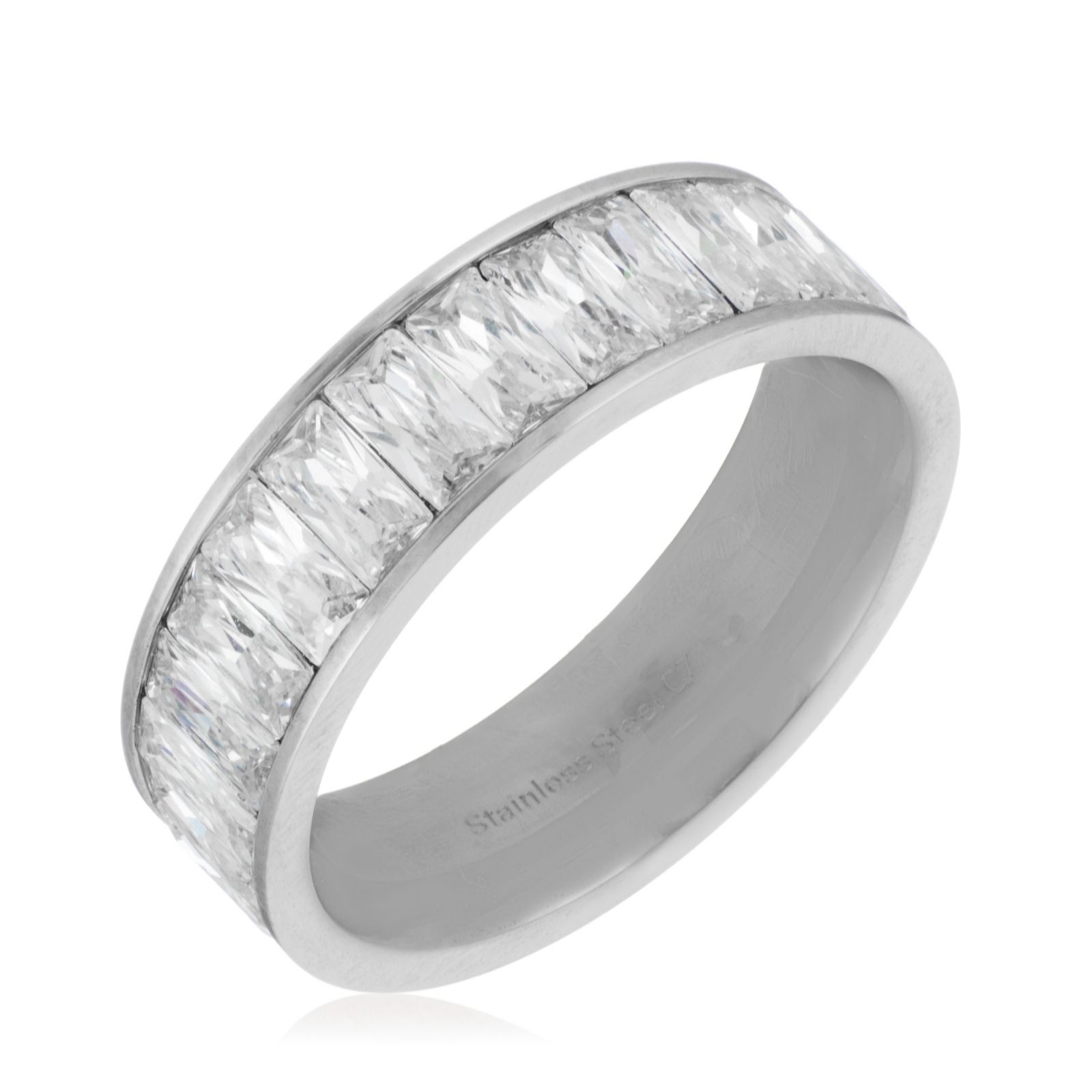 Steel by Diamonique Baguette Band Ring Stainless Steel