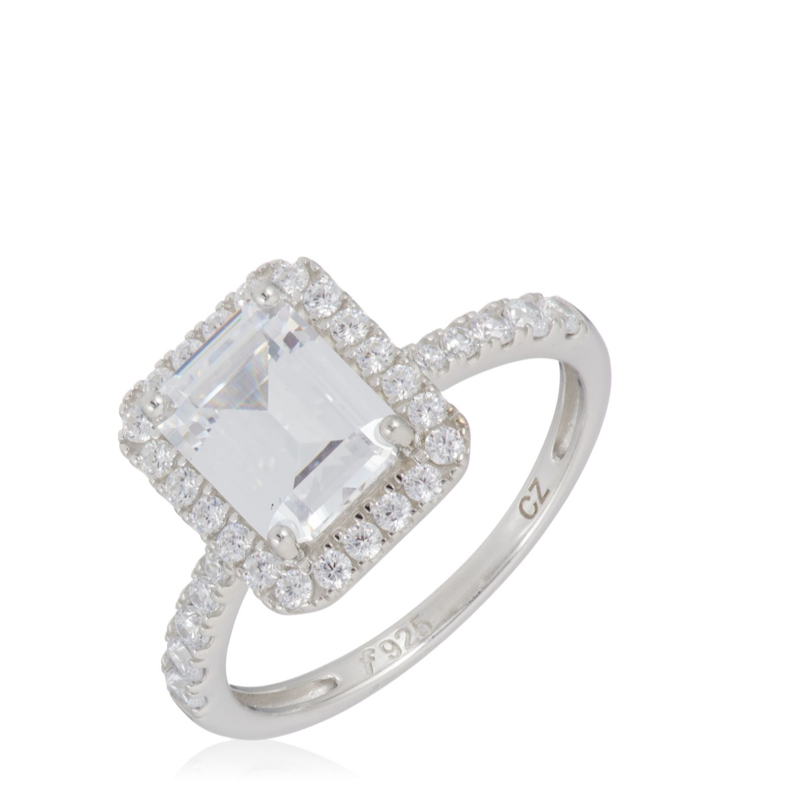 Diamonique 3.45ct tw Emerald Cut Simulated Diamond Ring Sterling Si...