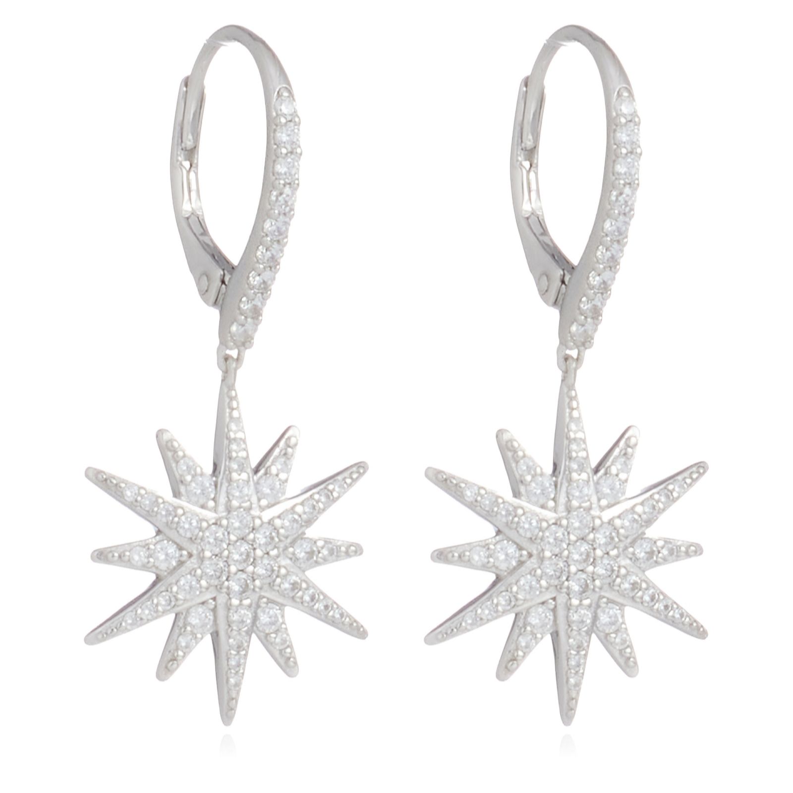 Diamonique 0.7ct tw Star Leverback Earrings Sterling Silver