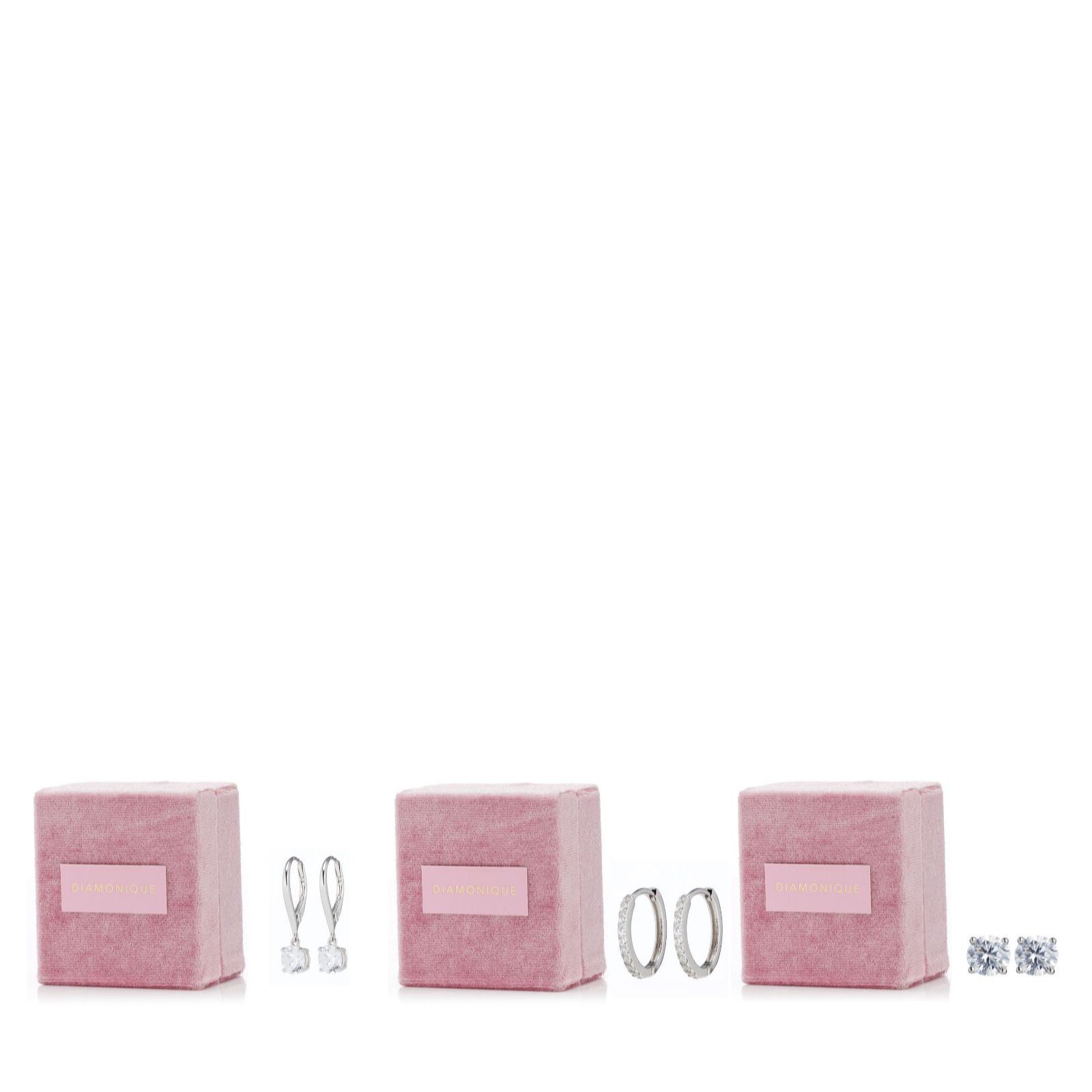 Diamonique 3ct tw Earring Set in Individual Jewellery Boxes Sterlin...