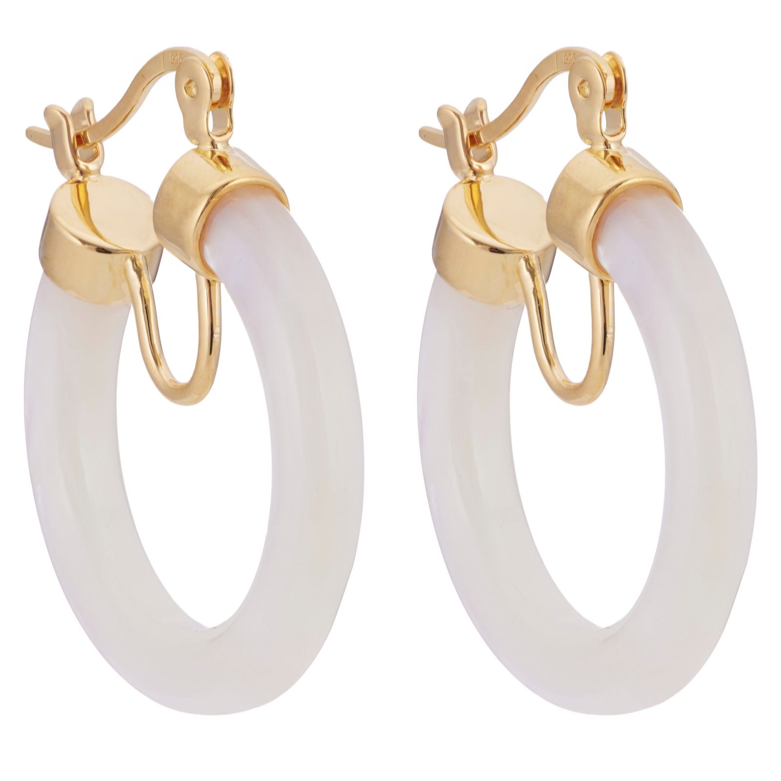 Lara Pearl Mother of Pearl Hoop Earrings Sterling Silver