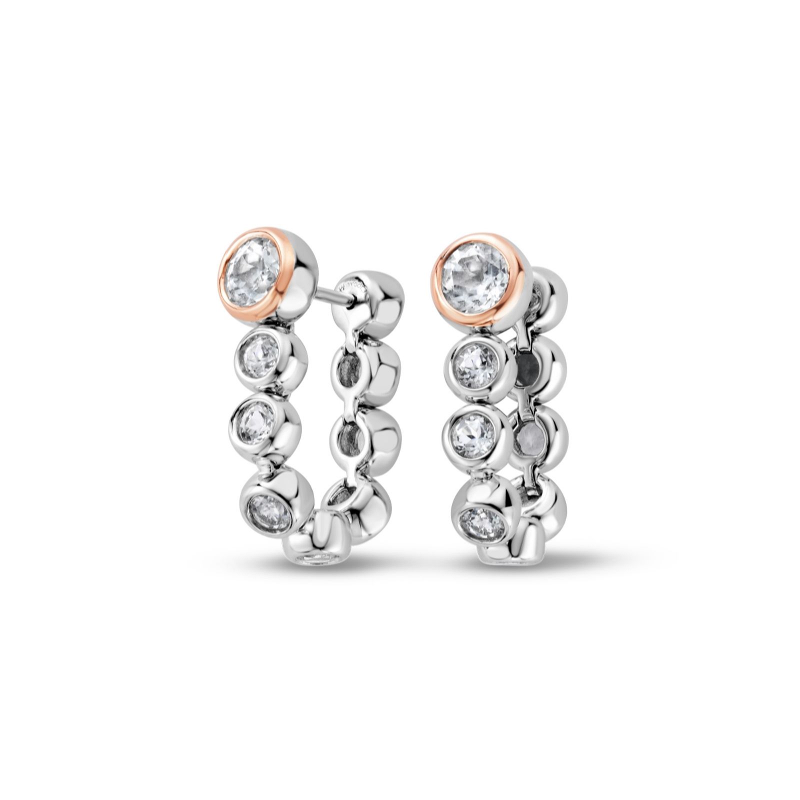 Clogau Celebration Drop Hoop Earrings Sterling Silver & 9ct Rose Gold