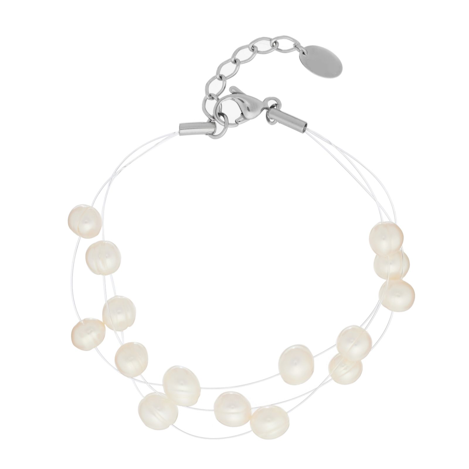 Larapearl Pink Bloom Lara Pearl 6-7Mm Floating Pearl 19Cm Bracelet Stainless Steel