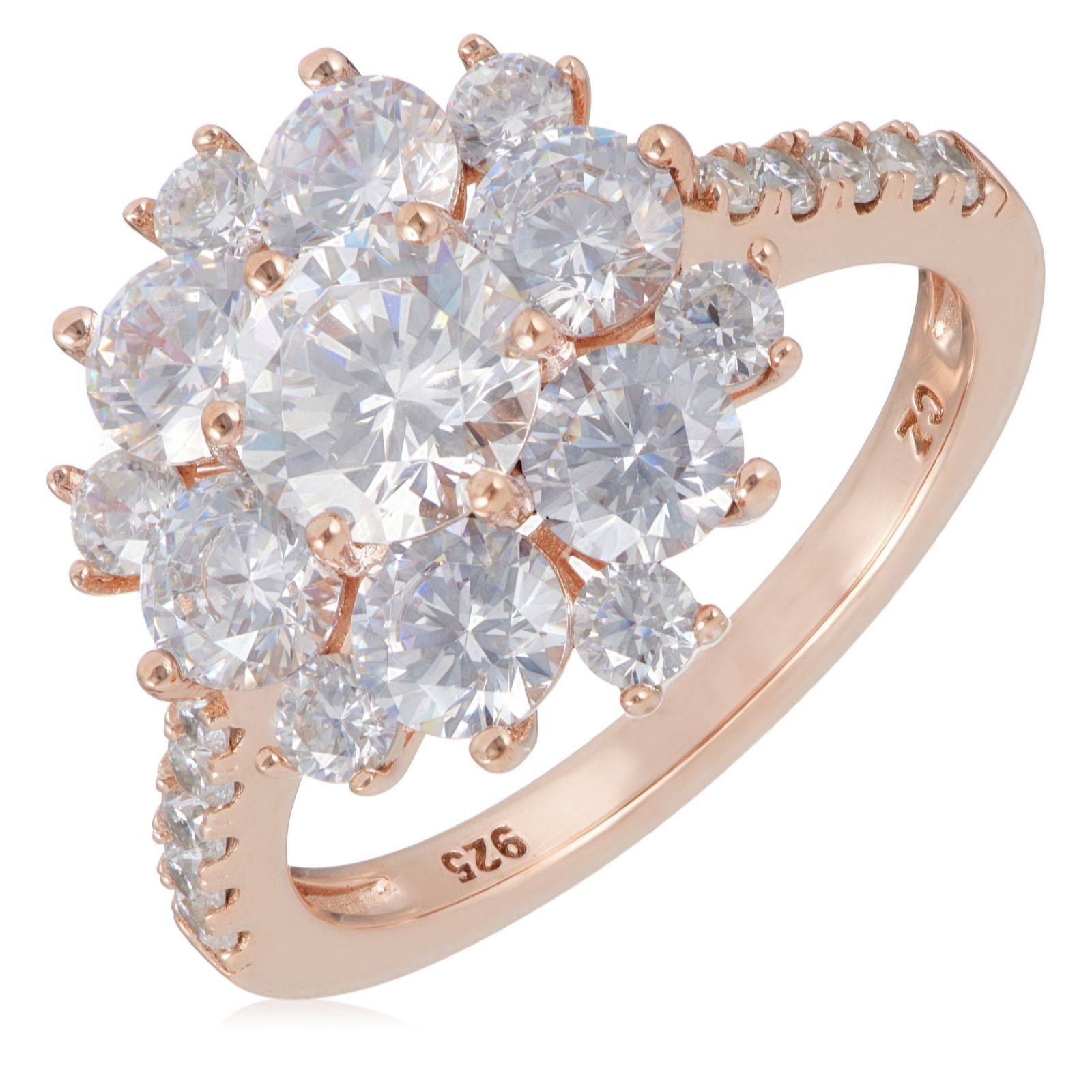 Diamonique 6.3ct tw Cluster Cocktail Ring Sterling Silver