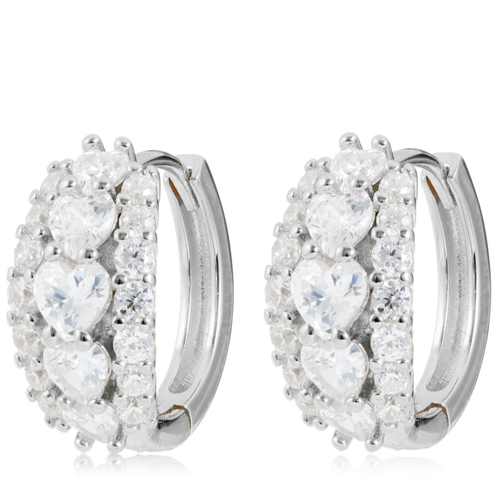 Diamonique 1.3ct tw Hoop Earrings Sterling Silver
